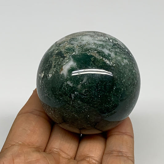 227.1g,2.2"(56mm), Natural Moss Agate Sphere Ball Gemstone @India,B29421