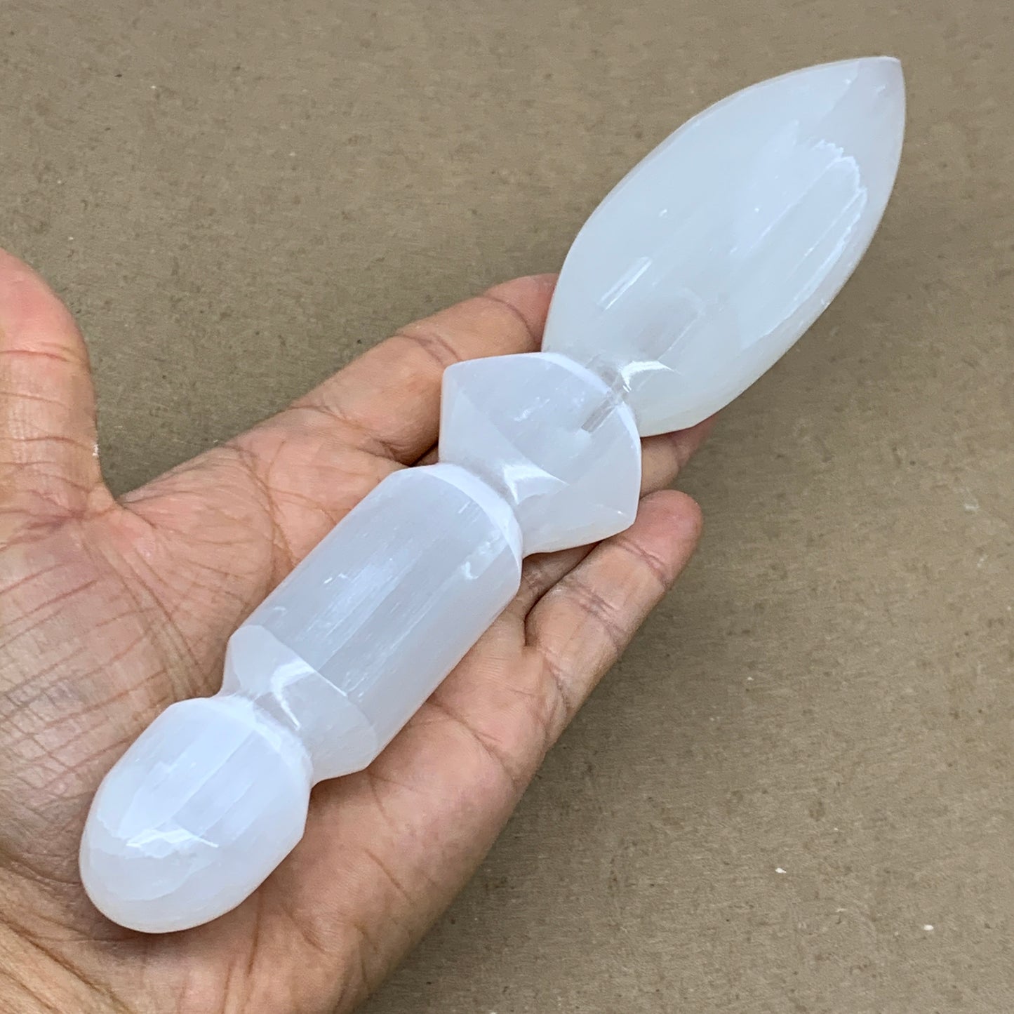 0.63 lbs, 9.75"x1.9"x0.9", Natural Selenite Crystal Dagger (Satin Spar), B36544