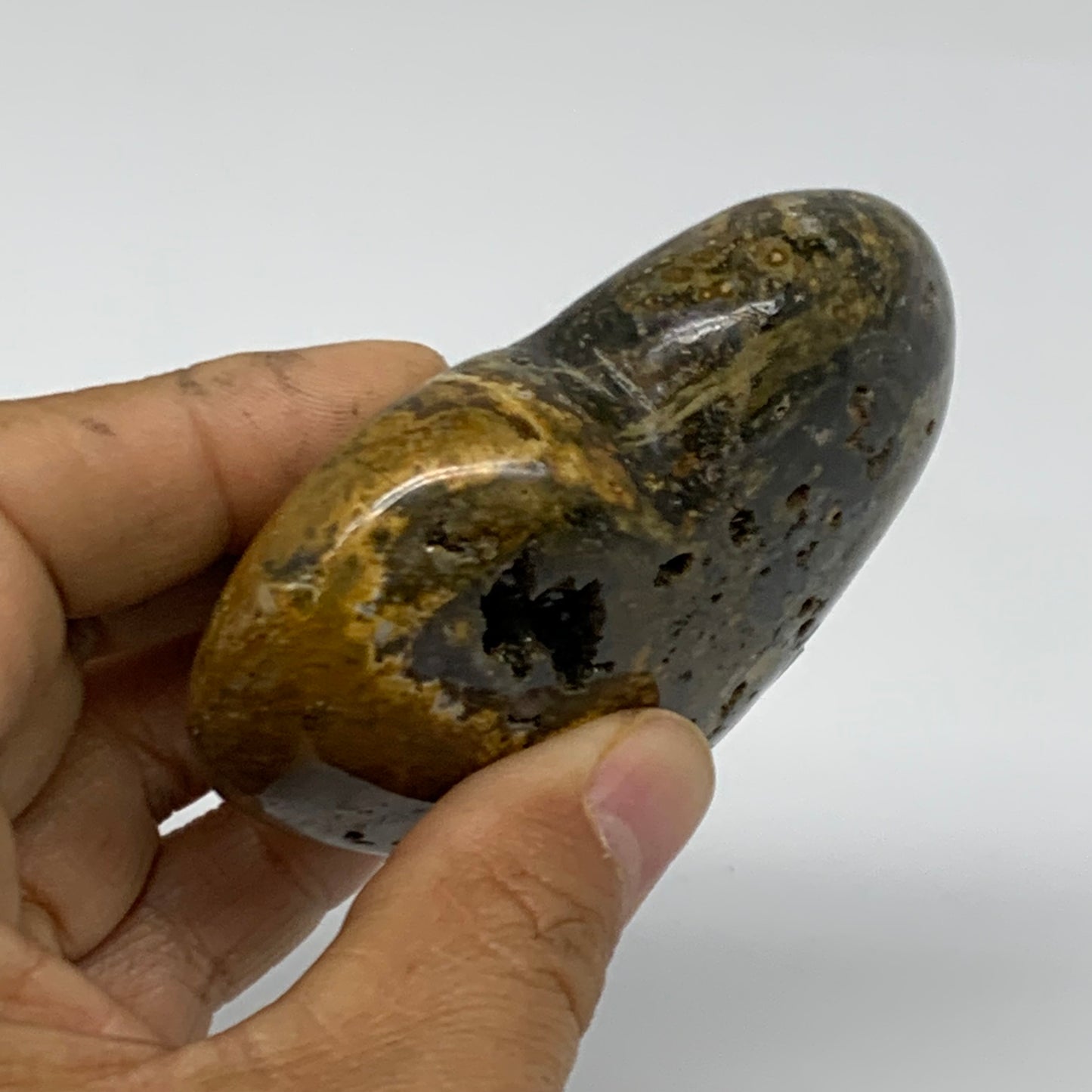 0.35 lbs, 2.7"x3"x1" Ocean Jasper Heart Polished Healing Crystal, B38337