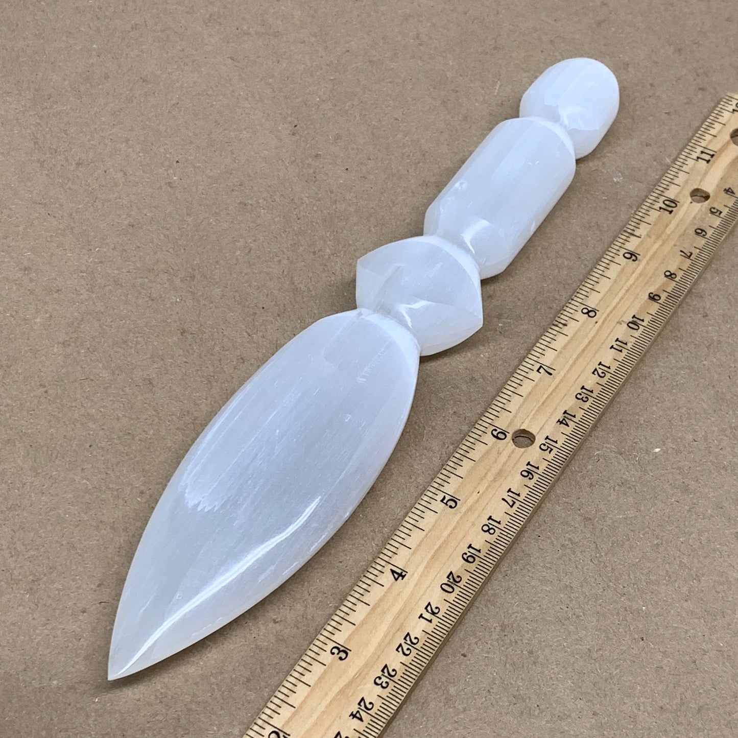 0.63 lbs, 9.75"x1.9"x0.9", Natural Selenite Crystal Dagger (Satin Spar), B36544