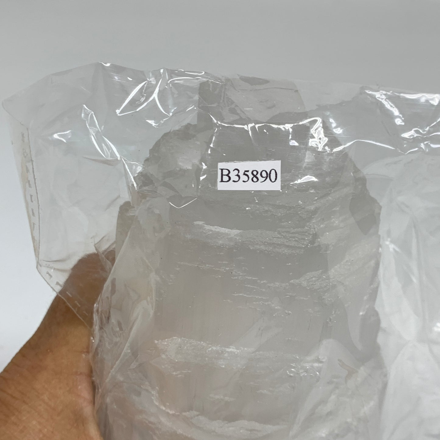 2.3 lbs, 6"x3.1", Raw Rough Selenite (Satin Spar) Lamp Tower, 6ft Chord, B35890