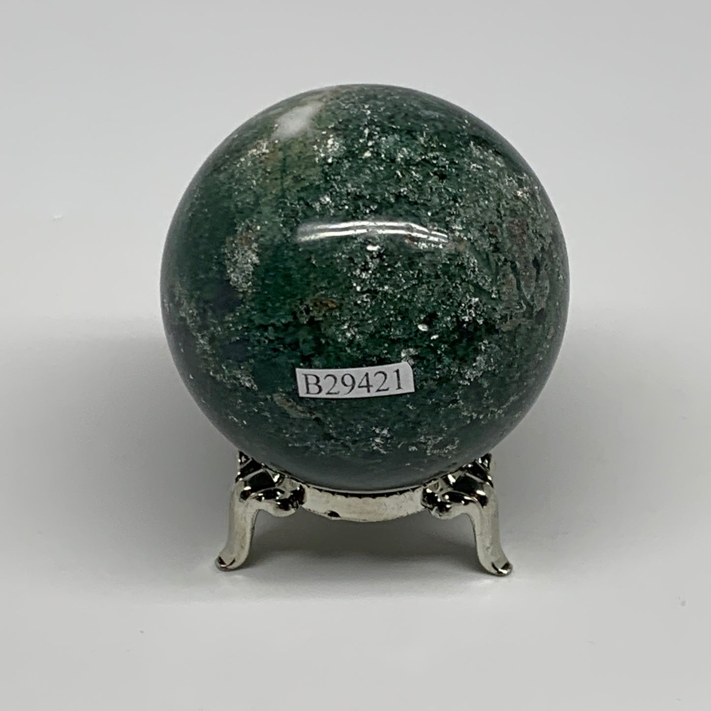 227.1g,2.2"(56mm), Natural Moss Agate Sphere Ball Gemstone @India,B29421