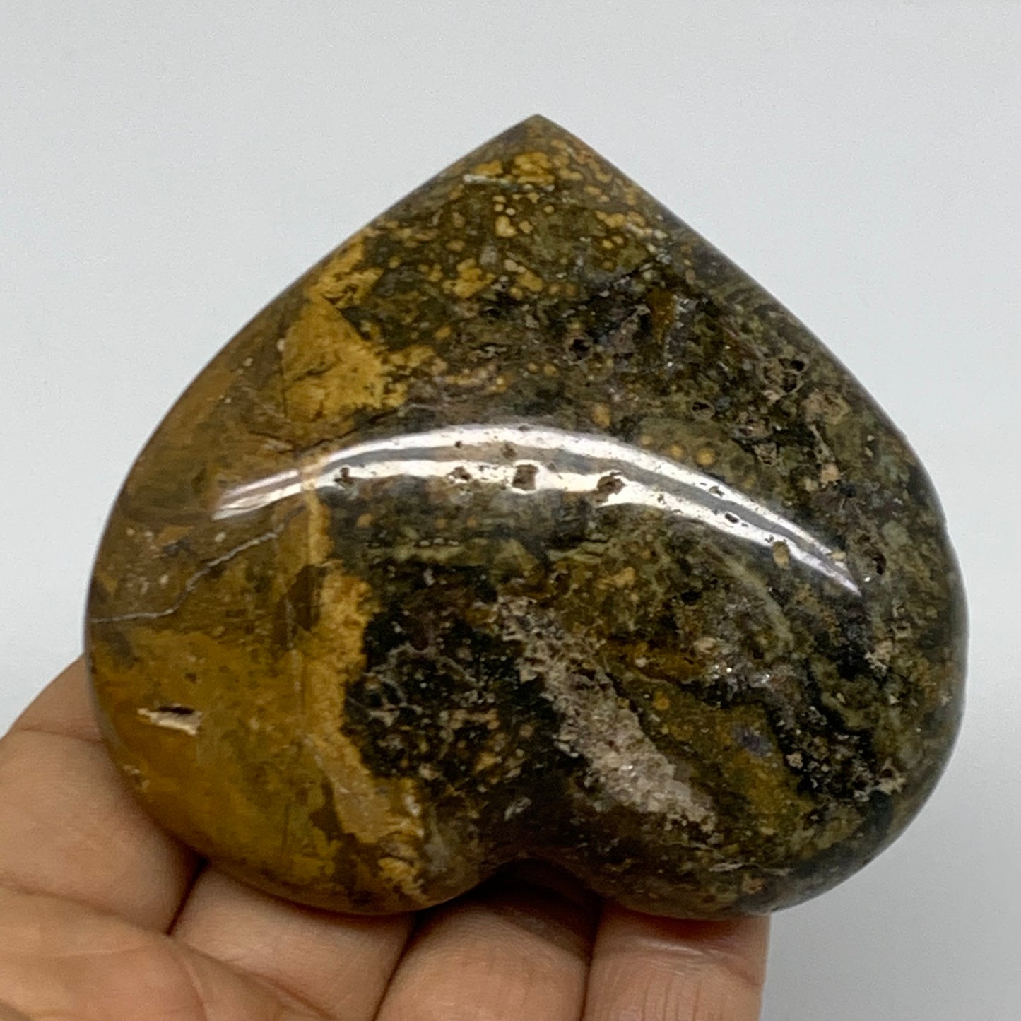 0.35 lbs, 2.7"x3"x1" Ocean Jasper Heart Polished Healing Crystal, B38337