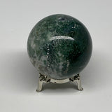227.1g,2.2"(56mm), Natural Moss Agate Sphere Ball Gemstone @India,B29421