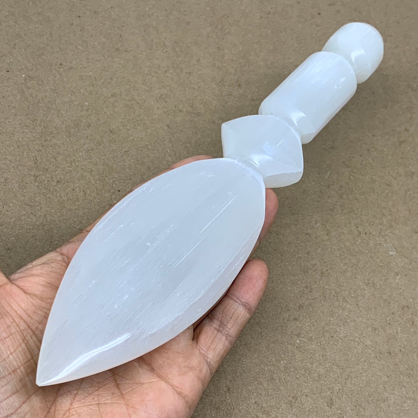 0.60 lbs, 9.6"x2"x0.8", Natural Selenite Crystal Dagger (Satin Spar), B36545