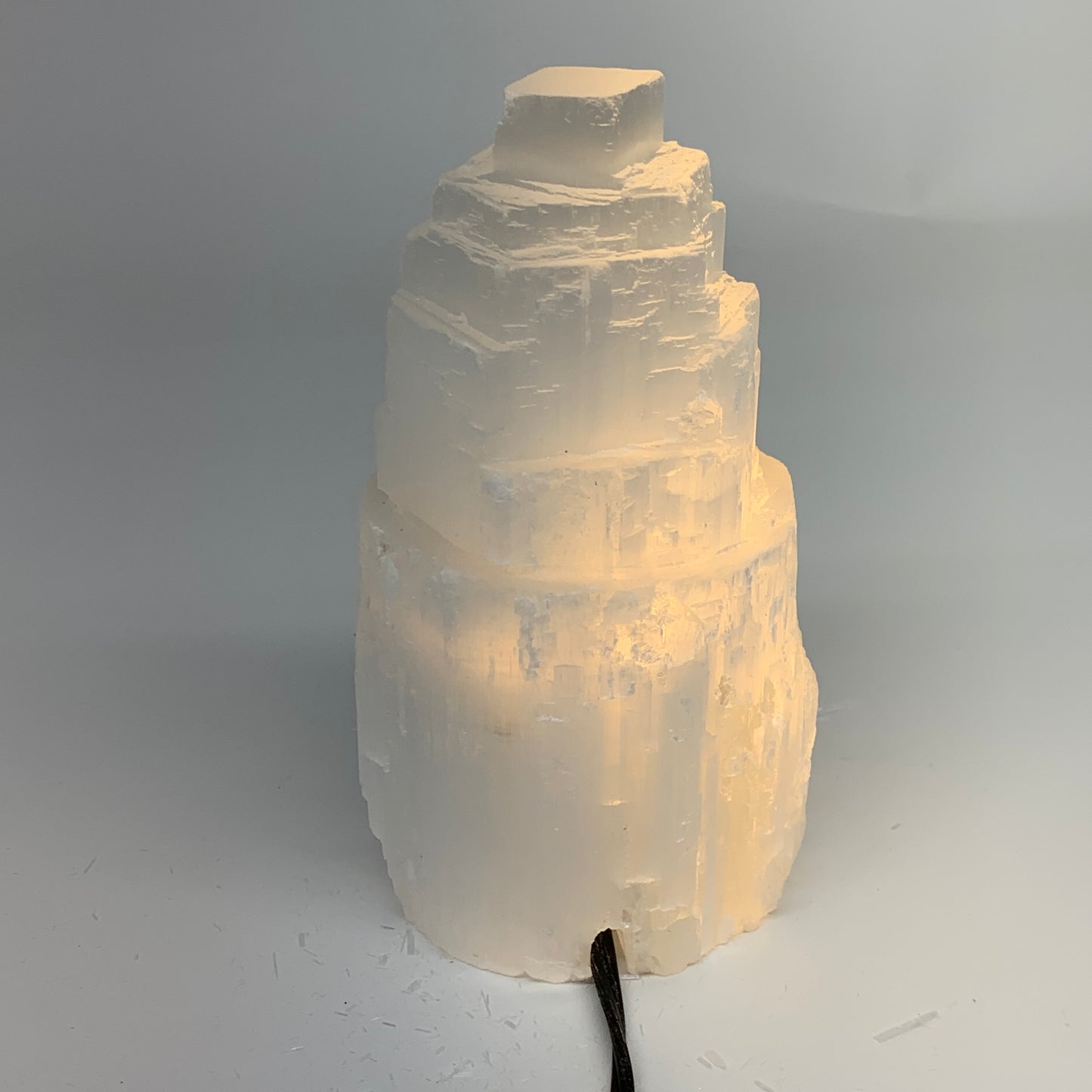 2 lbs, 6"x3.1", Raw Rough Selenite (Satin Spar) Lamp Tower, 6ft Chord, B35891