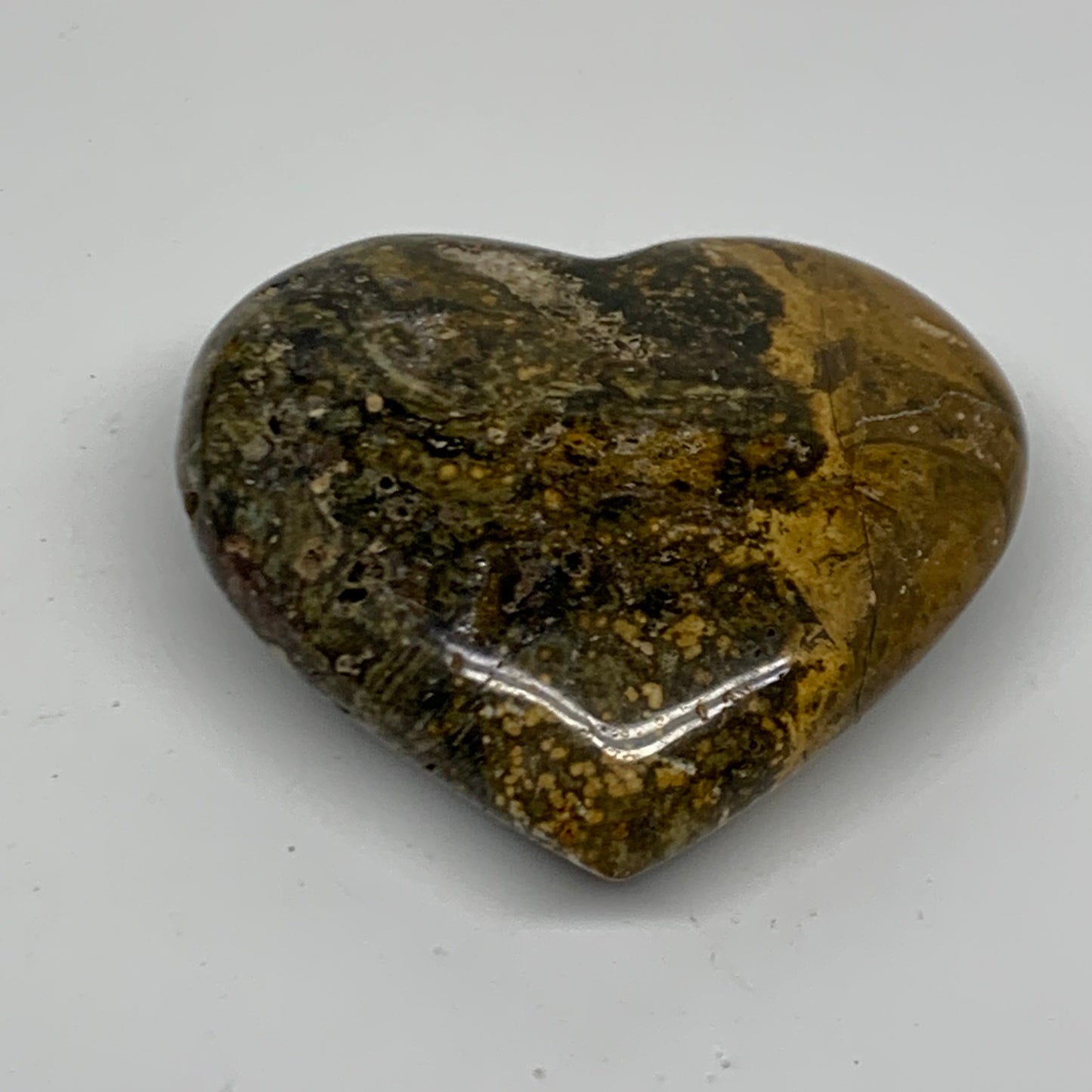 0.35 lbs, 2.7"x3"x1" Ocean Jasper Heart Polished Healing Crystal, B38337