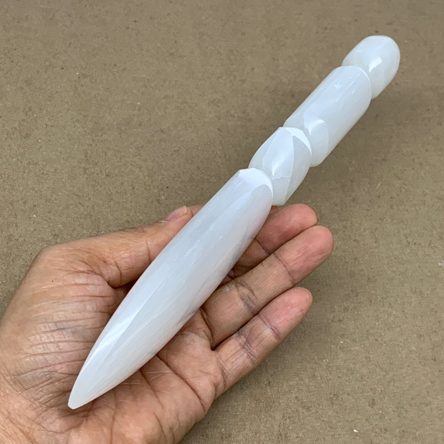 0.60 lbs, 9.6"x2"x0.8", Natural Selenite Crystal Dagger (Satin Spar), B36545