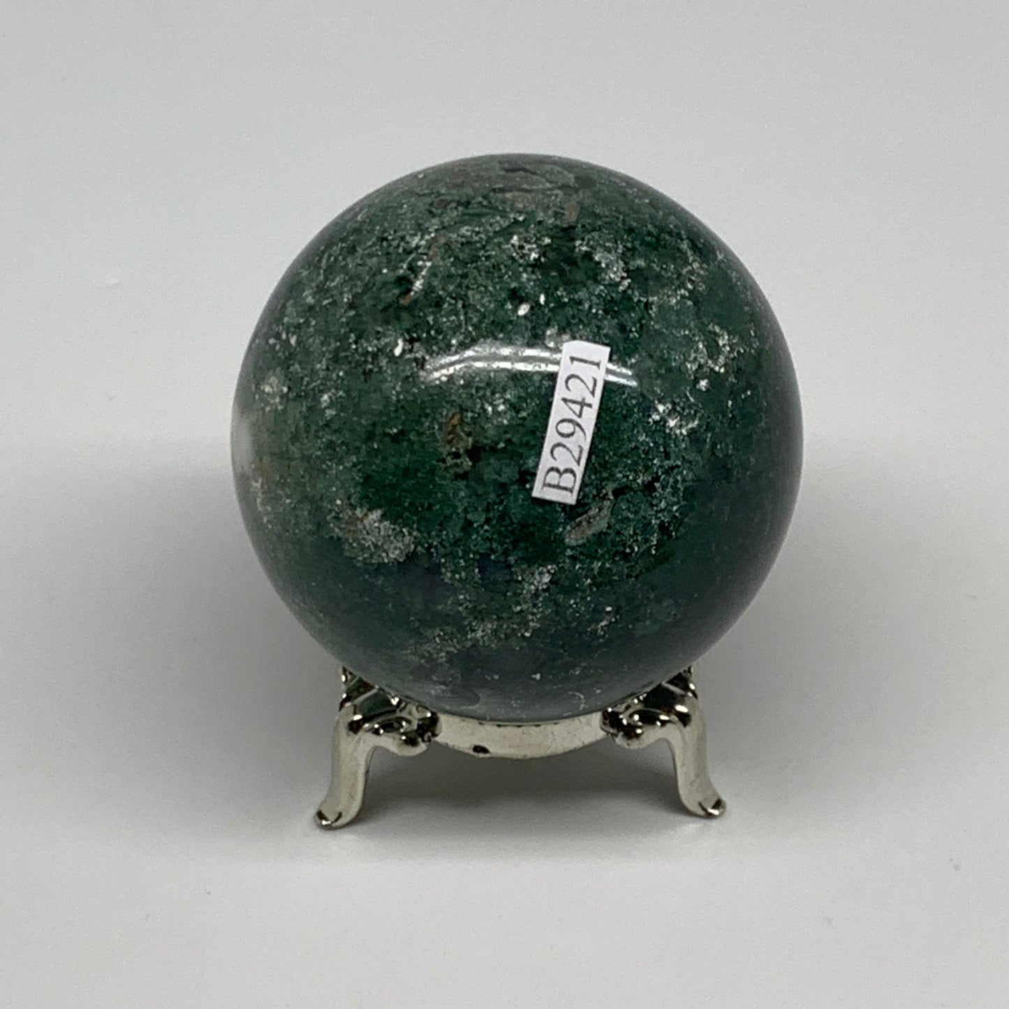 227.1g,2.2"(56mm), Natural Moss Agate Sphere Ball Gemstone @India,B29421