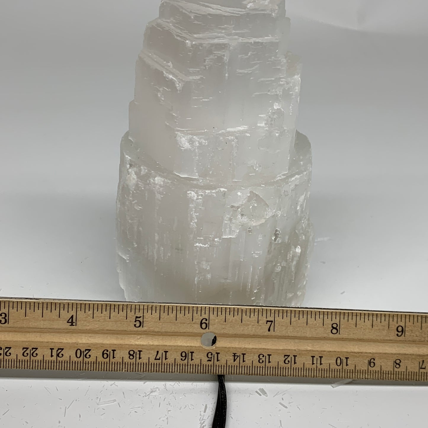 2 lbs, 6"x3.1", Raw Rough Selenite (Satin Spar) Lamp Tower, 6ft Chord, B35891