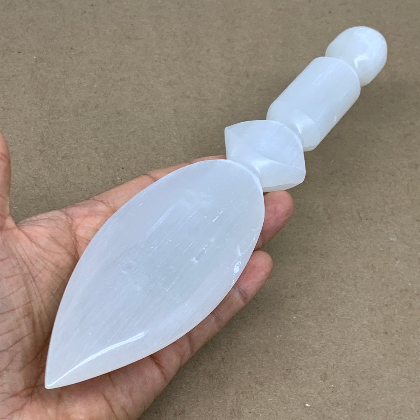 0.60 lbs, 9.6"x2"x0.8", Natural Selenite Crystal Dagger (Satin Spar), B36545
