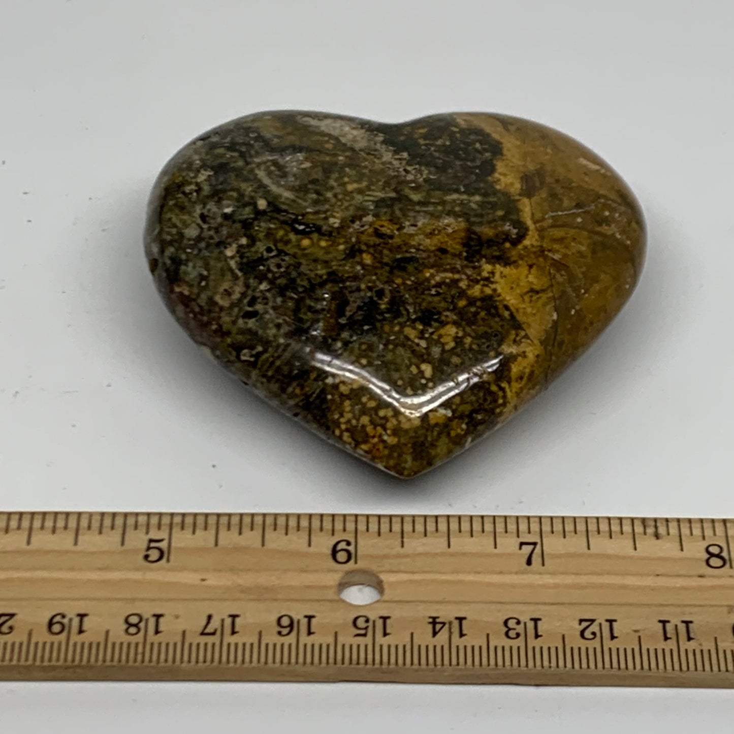 0.35 lbs, 2.7"x3"x1" Ocean Jasper Heart Polished Healing Crystal, B38337