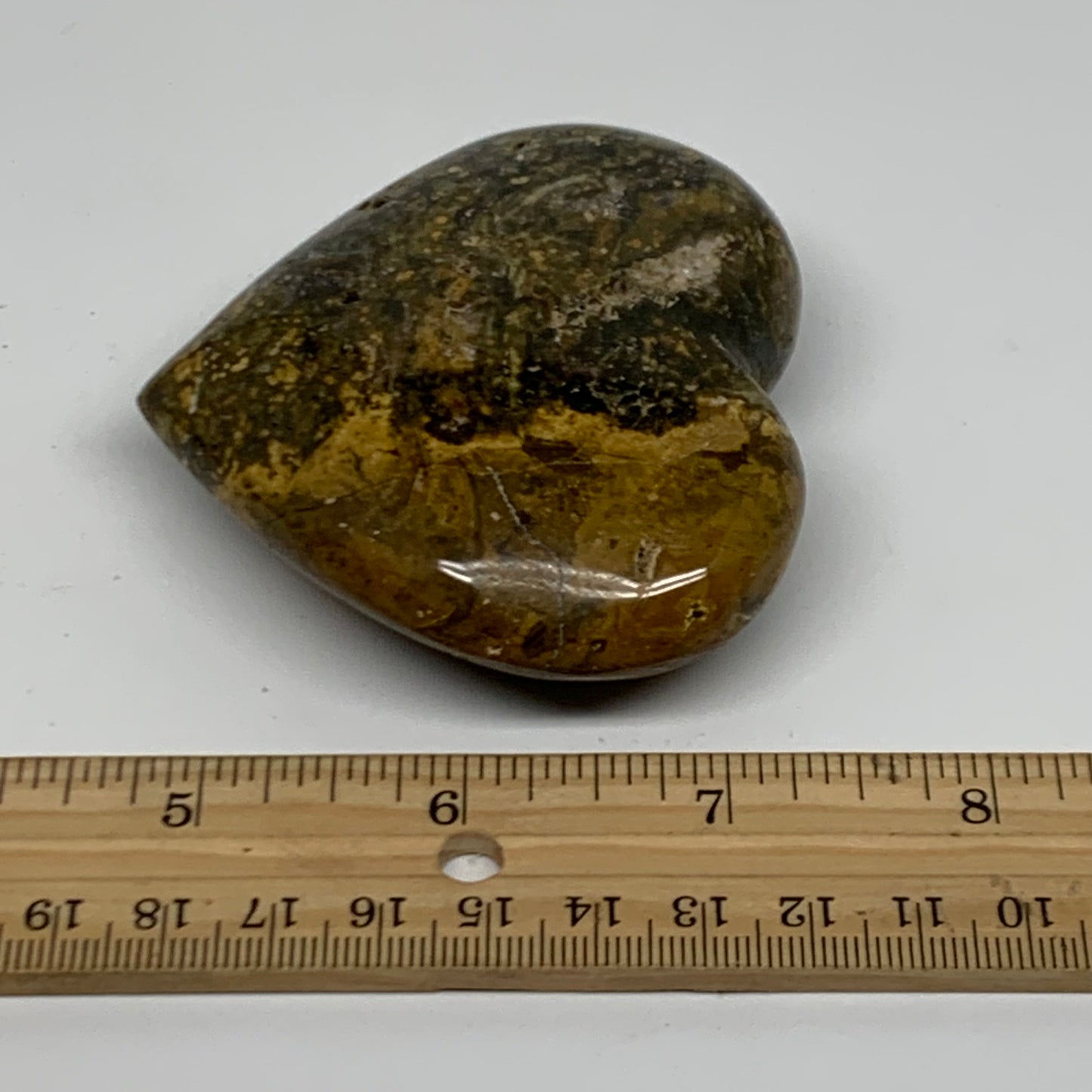 0.35 lbs, 2.7"x3"x1" Ocean Jasper Heart Polished Healing Crystal, B38337