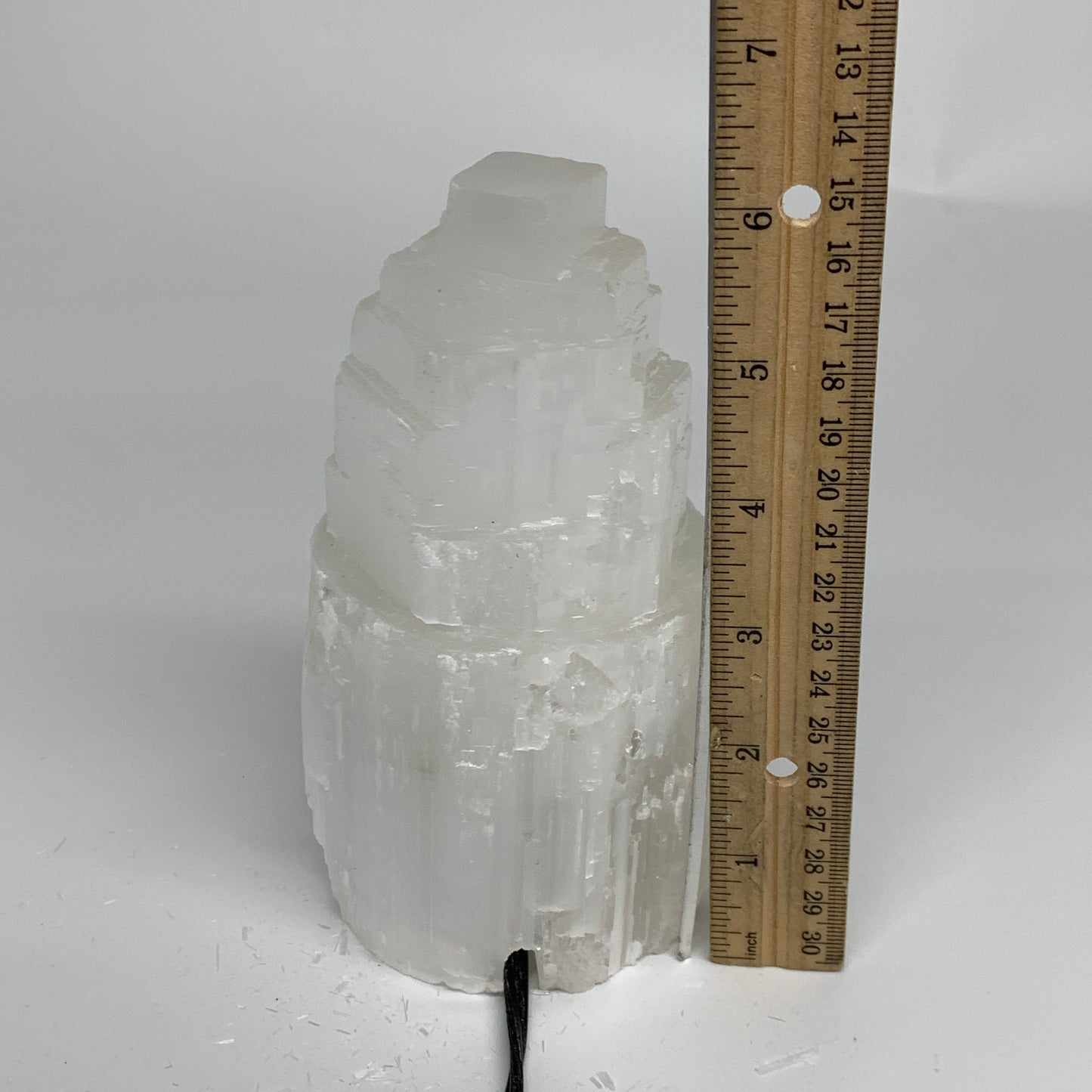 2 lbs, 6"x3.1", Raw Rough Selenite (Satin Spar) Lamp Tower, 6ft Chord, B35891
