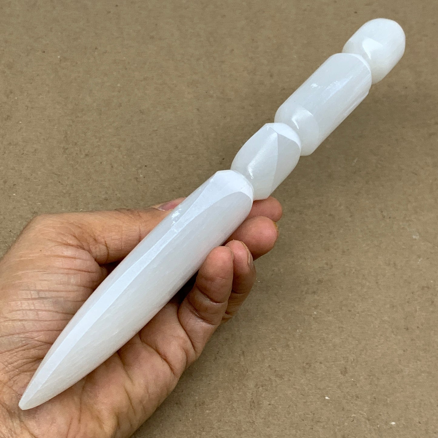 0.60 lbs, 9.6"x2"x0.8", Natural Selenite Crystal Dagger (Satin Spar), B36545