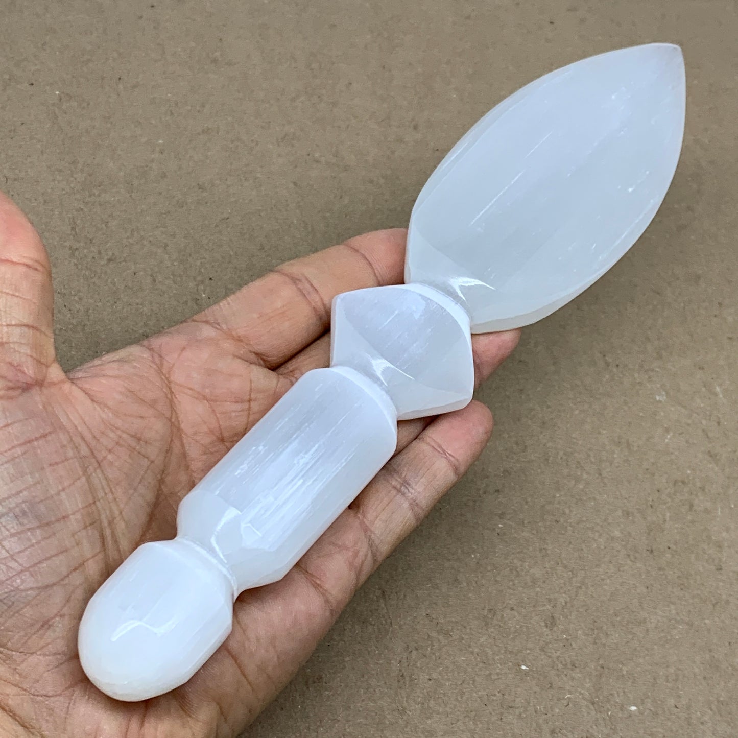 0.60 lbs, 9.6"x2"x0.8", Natural Selenite Crystal Dagger (Satin Spar), B36545