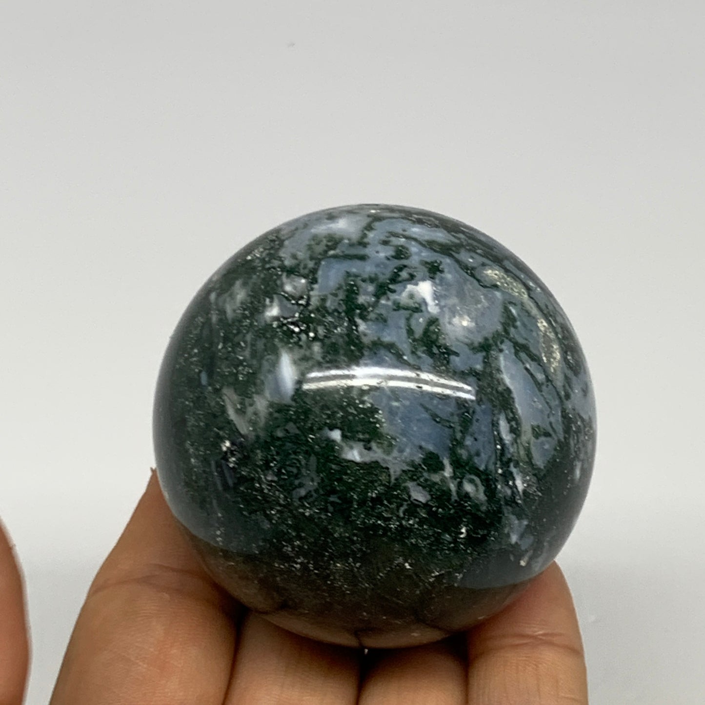 238.7g,2.2"(56mm), Natural Moss Agate Sphere Ball Gemstone @India,B29420