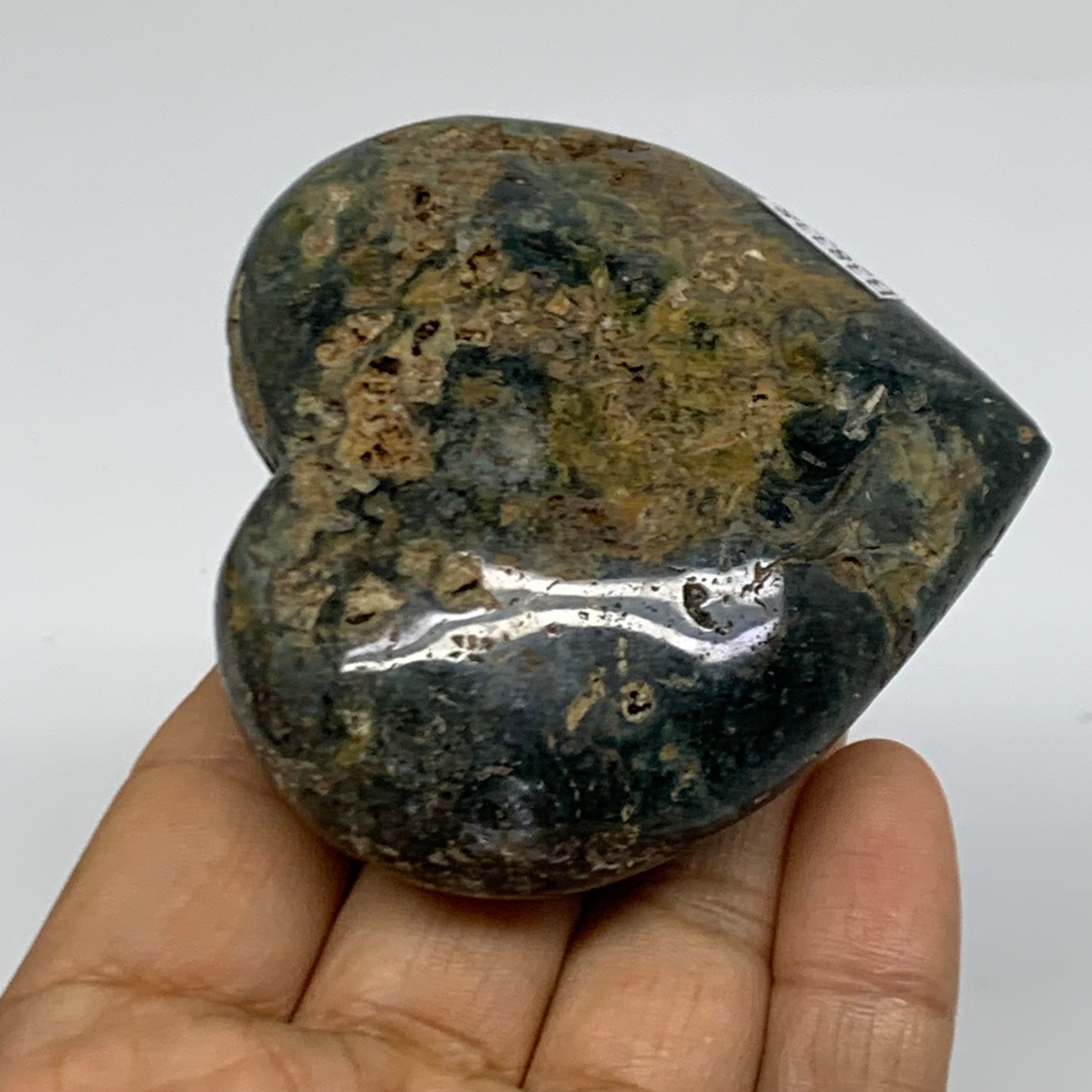 0.31 lbs, 2.6"x2.7"x1.1" Ocean Jasper Heart Polished Healing Crystal, B38338
