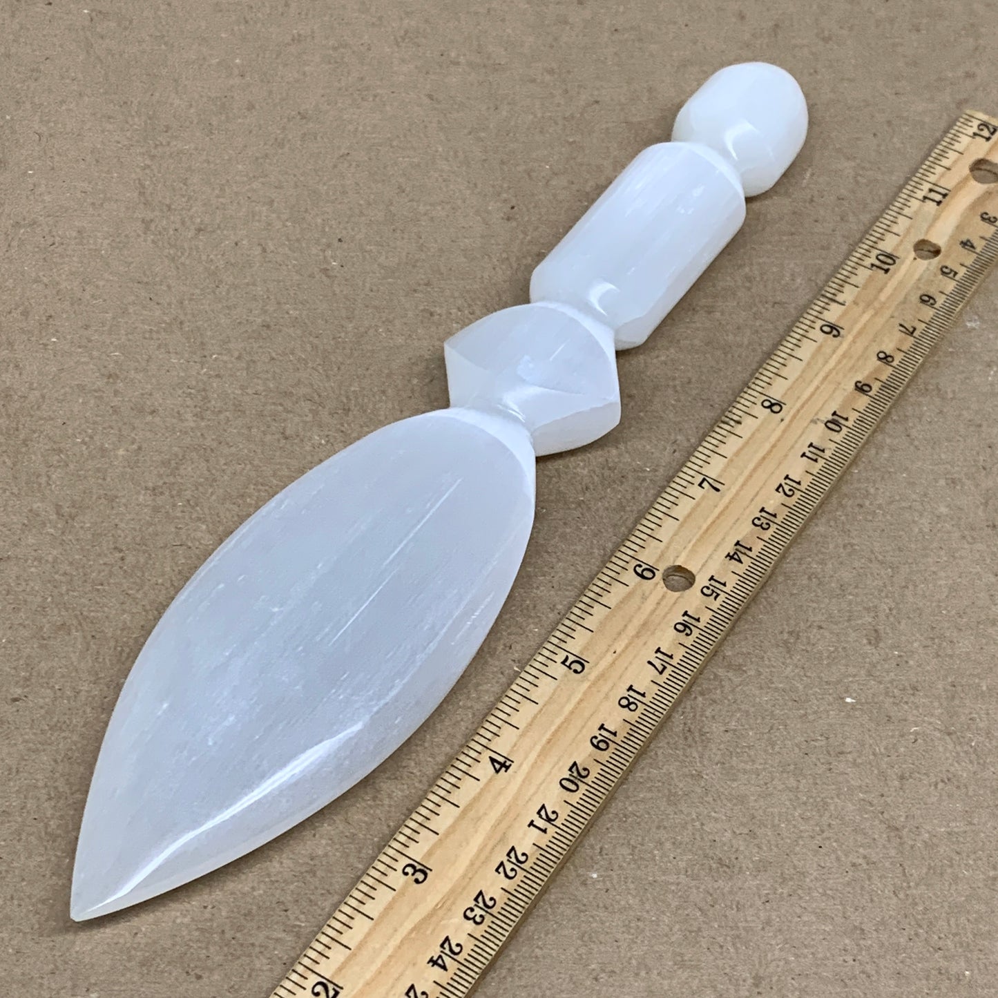 0.60 lbs, 9.6"x2"x0.8", Natural Selenite Crystal Dagger (Satin Spar), B36545