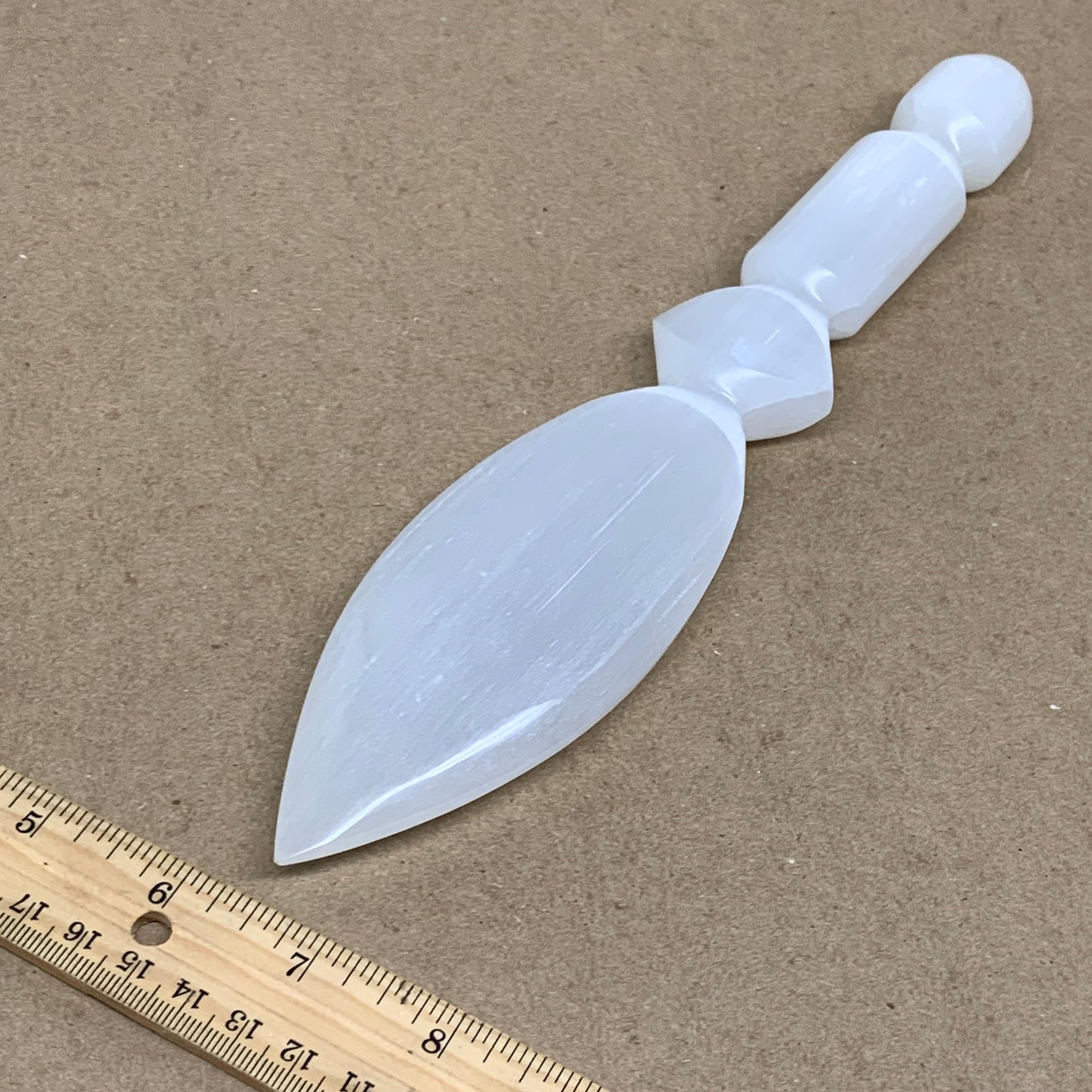 0.60 lbs, 9.6"x2"x0.8", Natural Selenite Crystal Dagger (Satin Spar), B36545