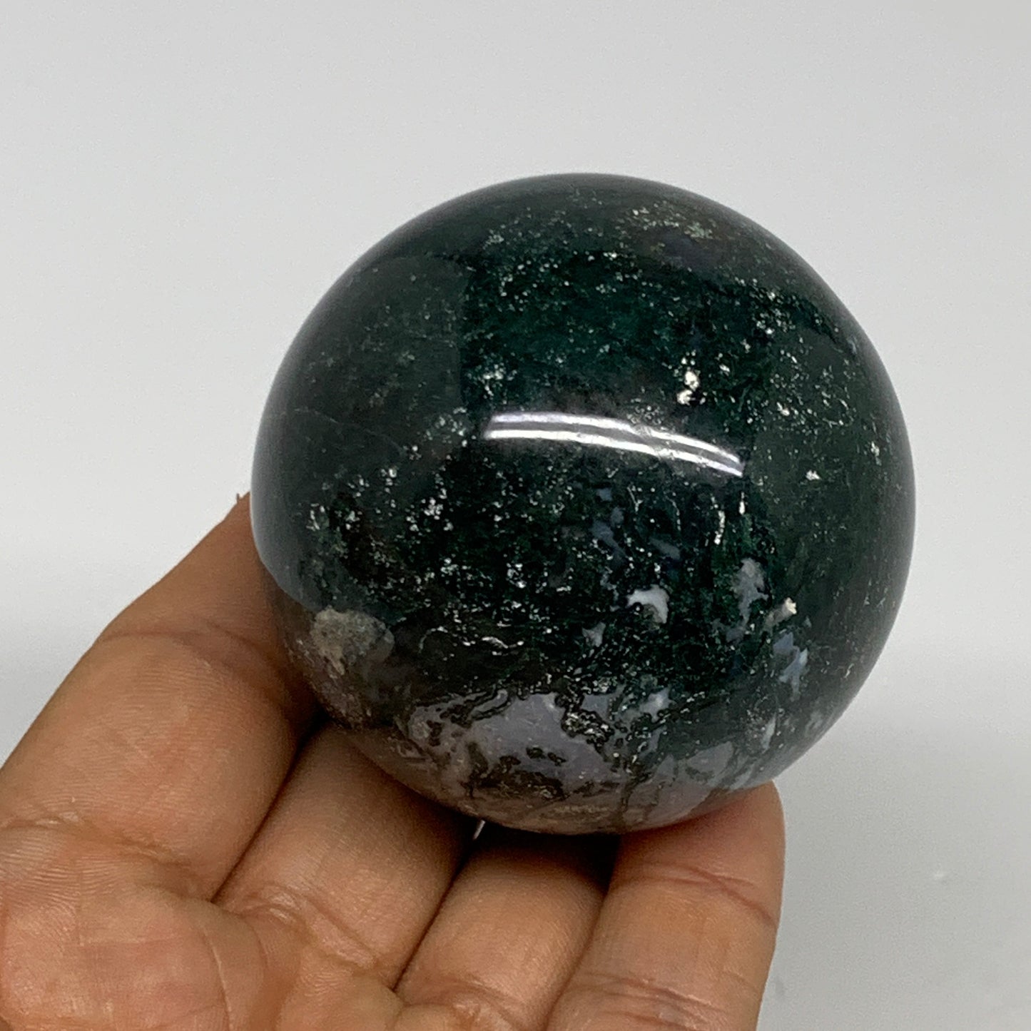 238.7g,2.2"(56mm), Natural Moss Agate Sphere Ball Gemstone @India,B29420