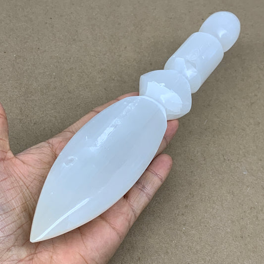 0.79 lbs, 9.75"x1.8"x1.1", Natural Selenite Crystal Dagger (Satin Spar), B36546