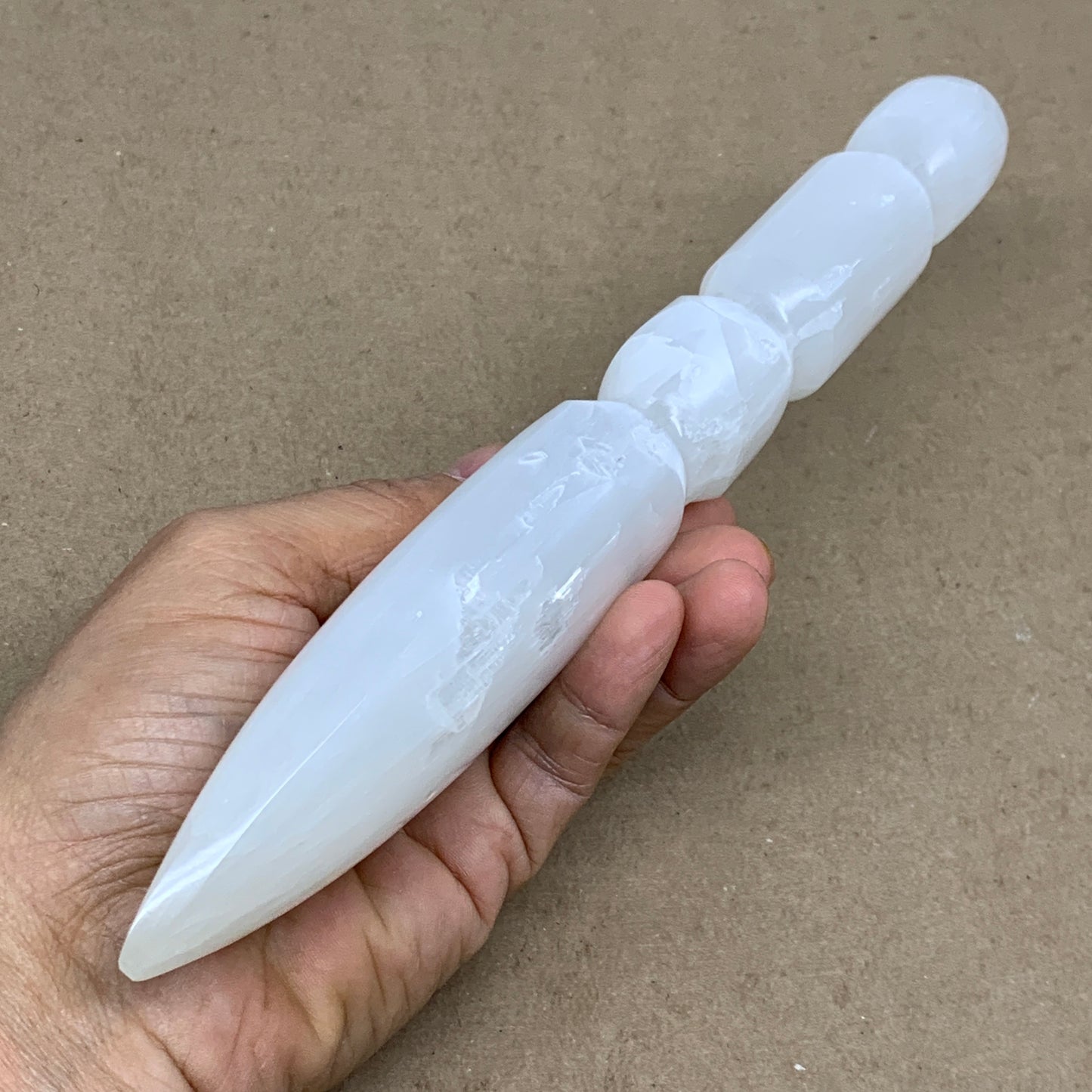 0.79 lbs, 9.75"x1.8"x1.1", Natural Selenite Crystal Dagger (Satin Spar), B36546