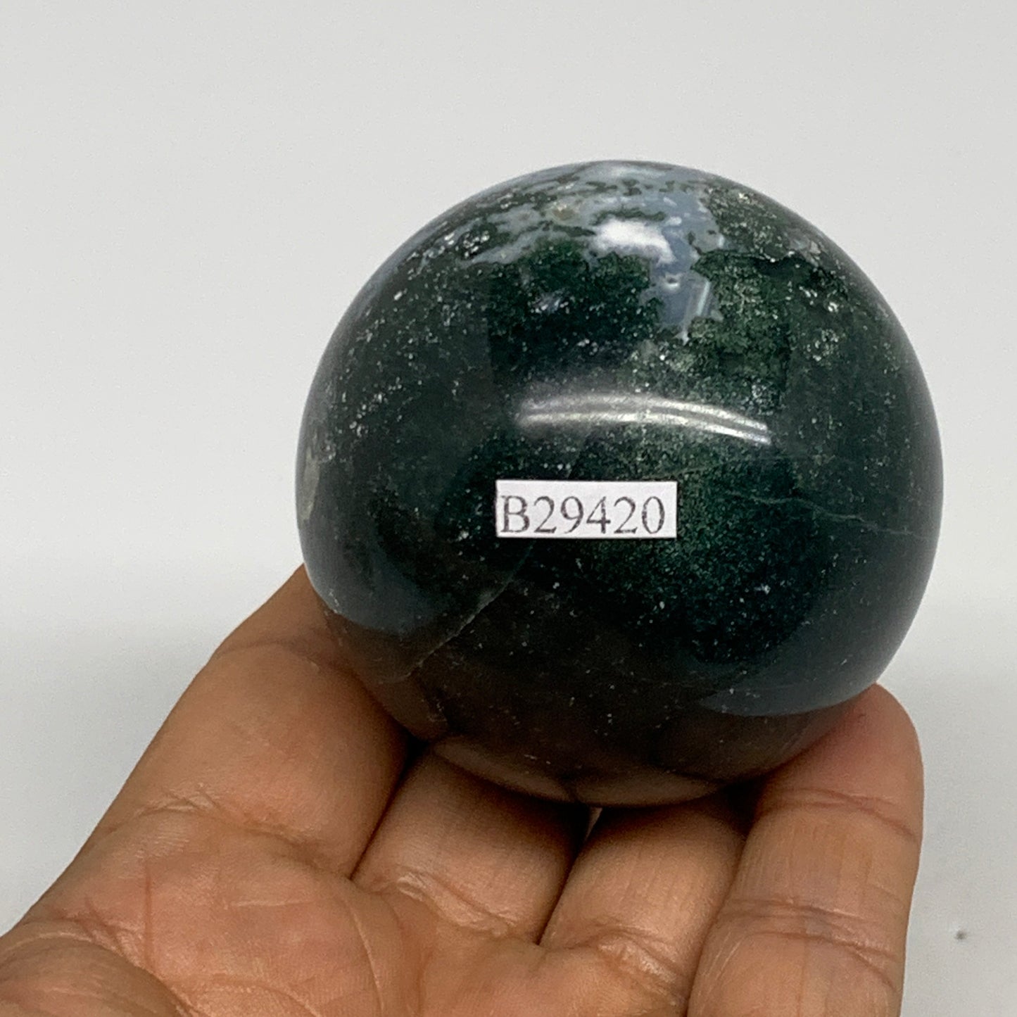 238.7g,2.2"(56mm), Natural Moss Agate Sphere Ball Gemstone @India,B29420