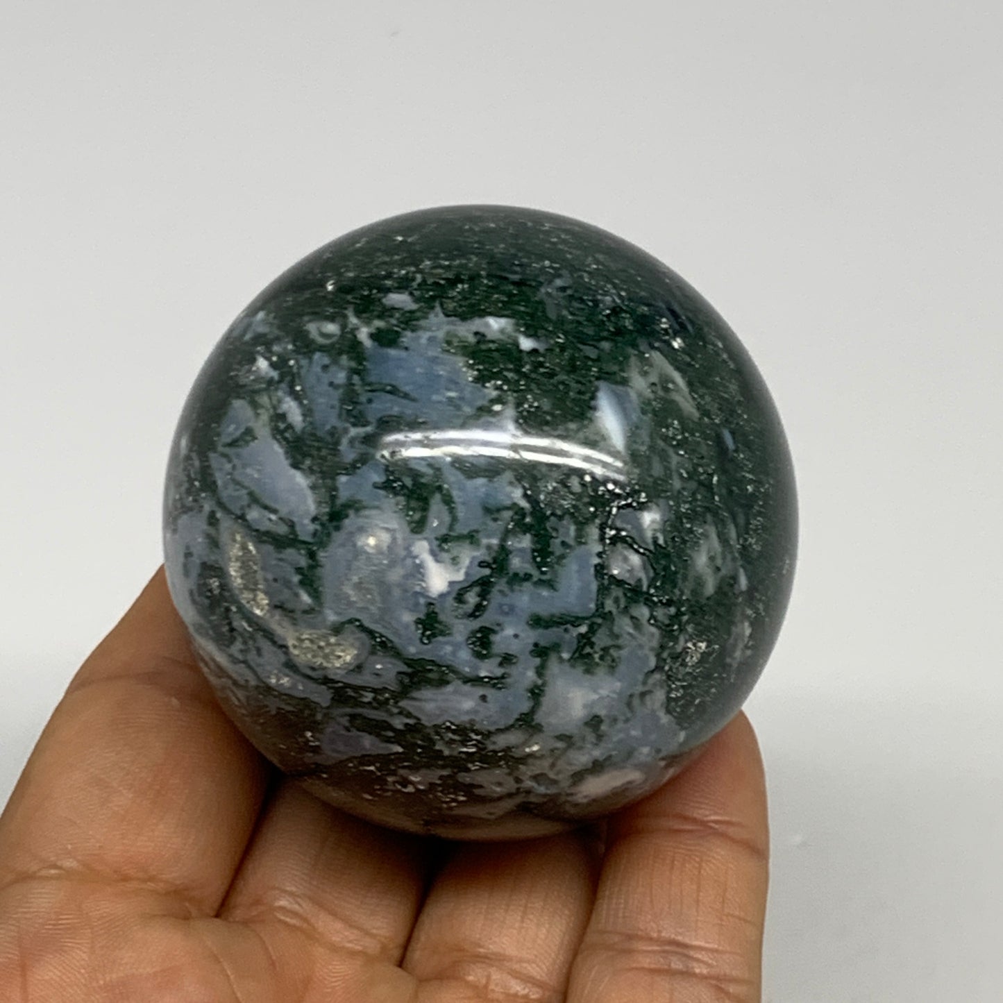 238.7g,2.2"(56mm), Natural Moss Agate Sphere Ball Gemstone @India,B29420
