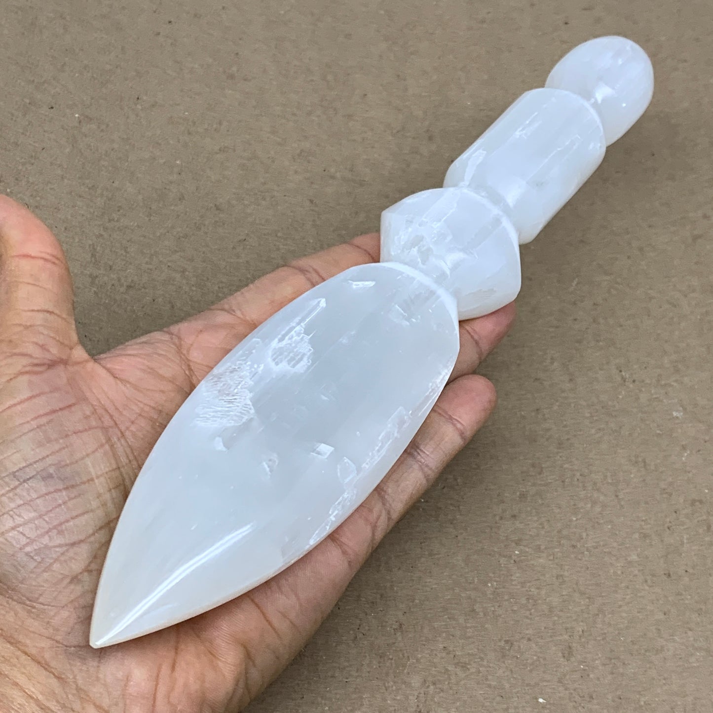 0.79 lbs, 9.75"x1.8"x1.1", Natural Selenite Crystal Dagger (Satin Spar), B36546