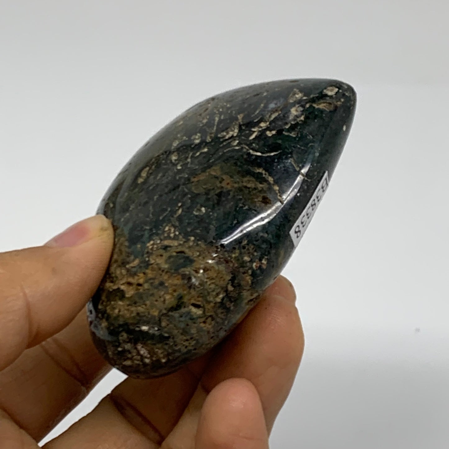 0.31 lbs, 2.6"x2.7"x1.1" Ocean Jasper Heart Polished Healing Crystal, B38338