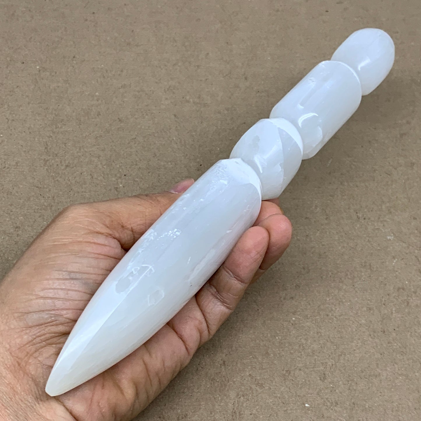 0.79 lbs, 9.75"x1.8"x1.1", Natural Selenite Crystal Dagger (Satin Spar), B36546