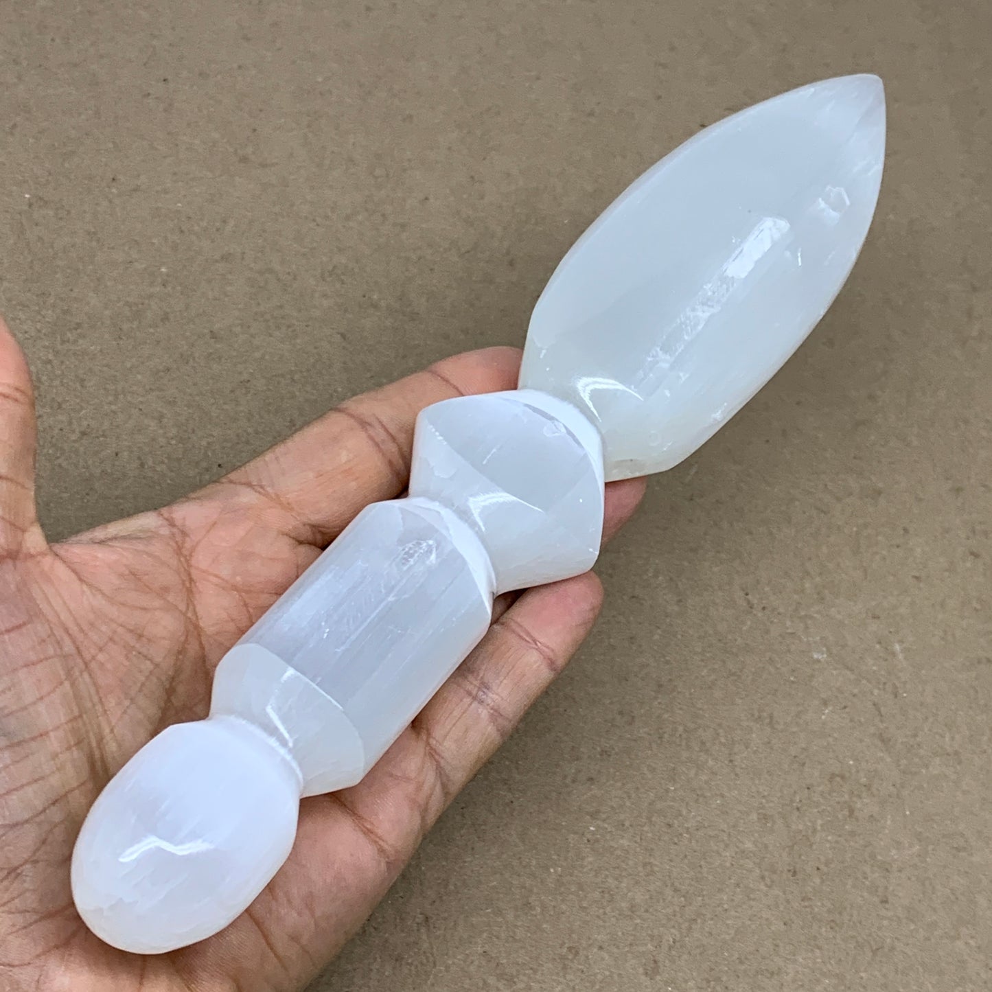 0.79 lbs, 9.75"x1.8"x1.1", Natural Selenite Crystal Dagger (Satin Spar), B36546