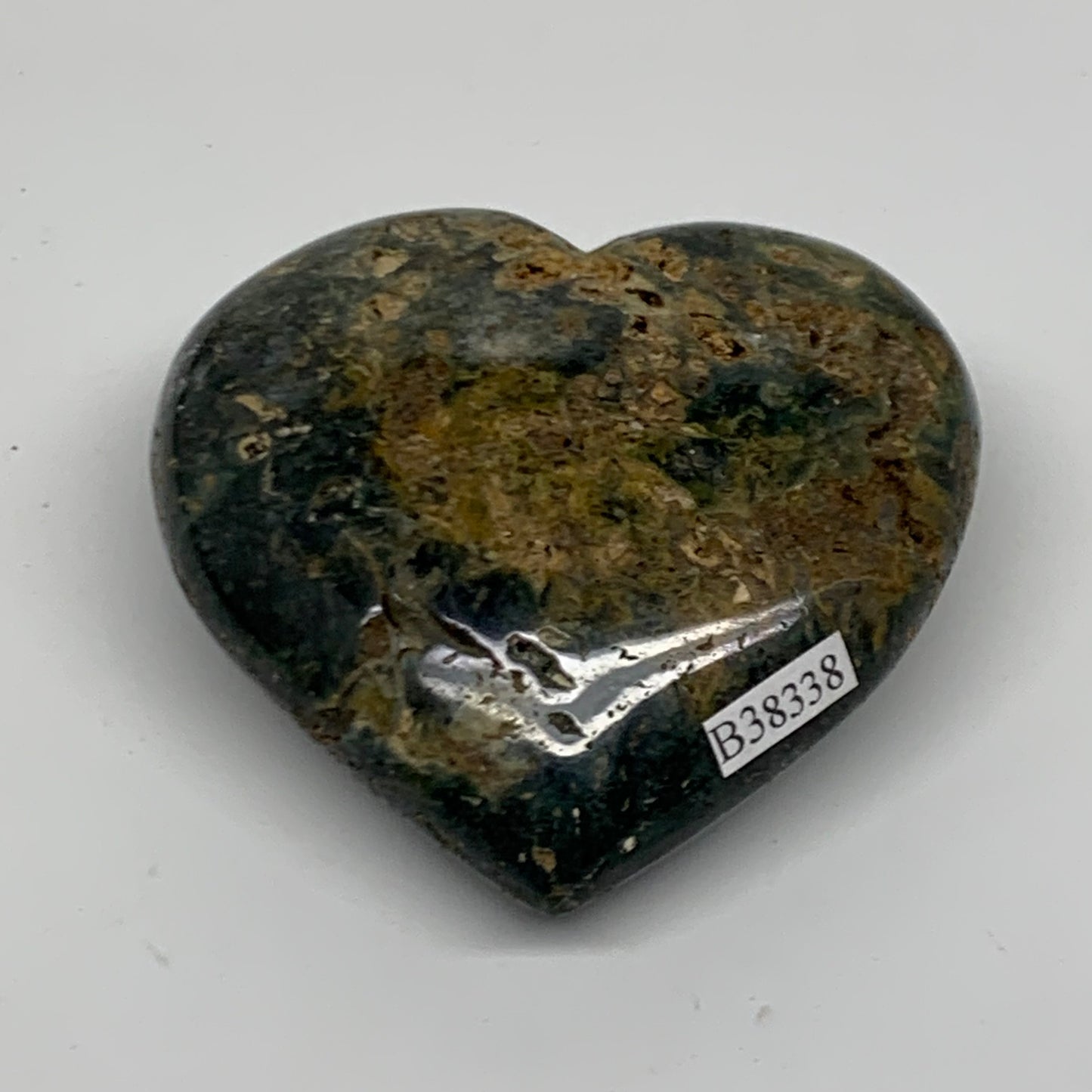 0.31 lbs, 2.6"x2.7"x1.1" Ocean Jasper Heart Polished Healing Crystal, B38338