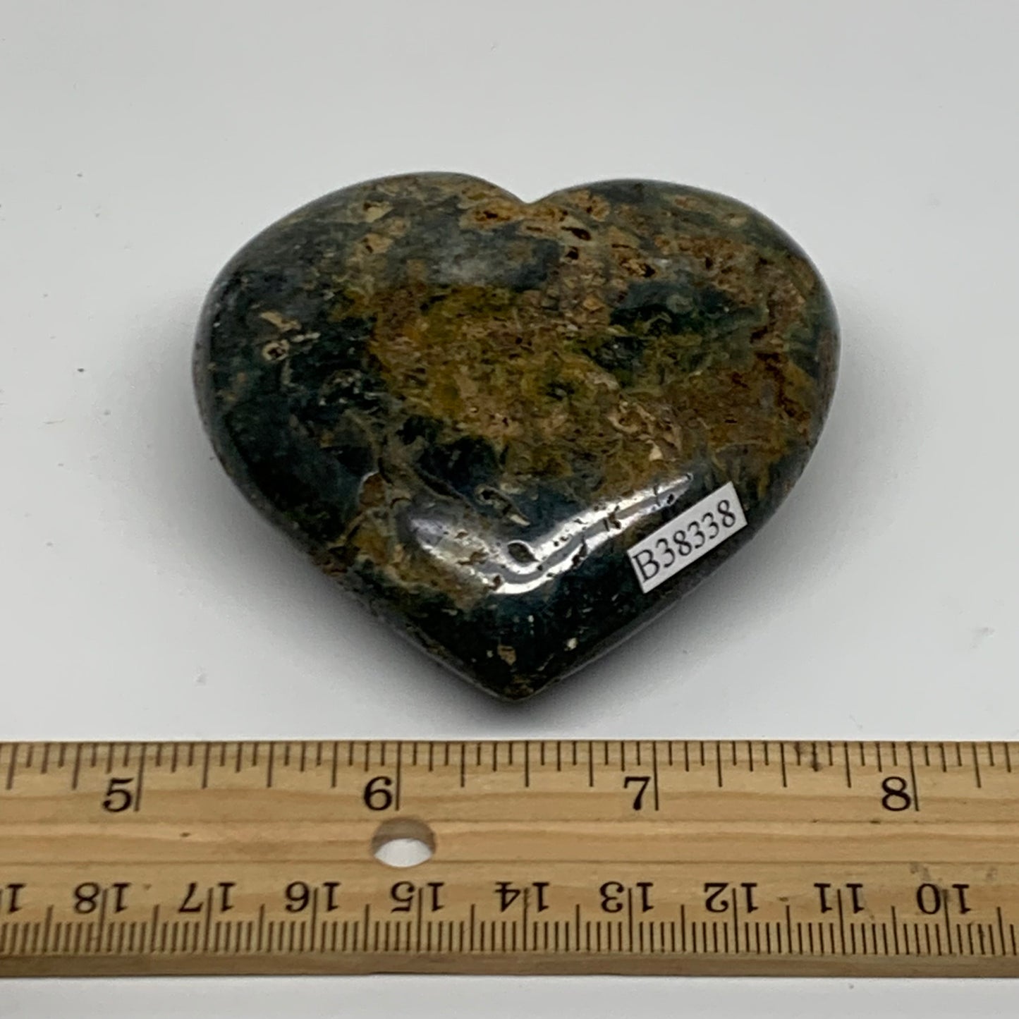 0.31 lbs, 2.6"x2.7"x1.1" Ocean Jasper Heart Polished Healing Crystal, B38338