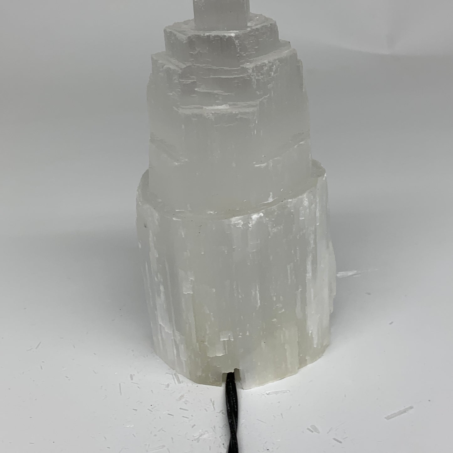 2.1 lbs, 6"x3.1", Raw Rough Selenite (Satin Spar) Lamp Tower, 6ft Chord, B35892