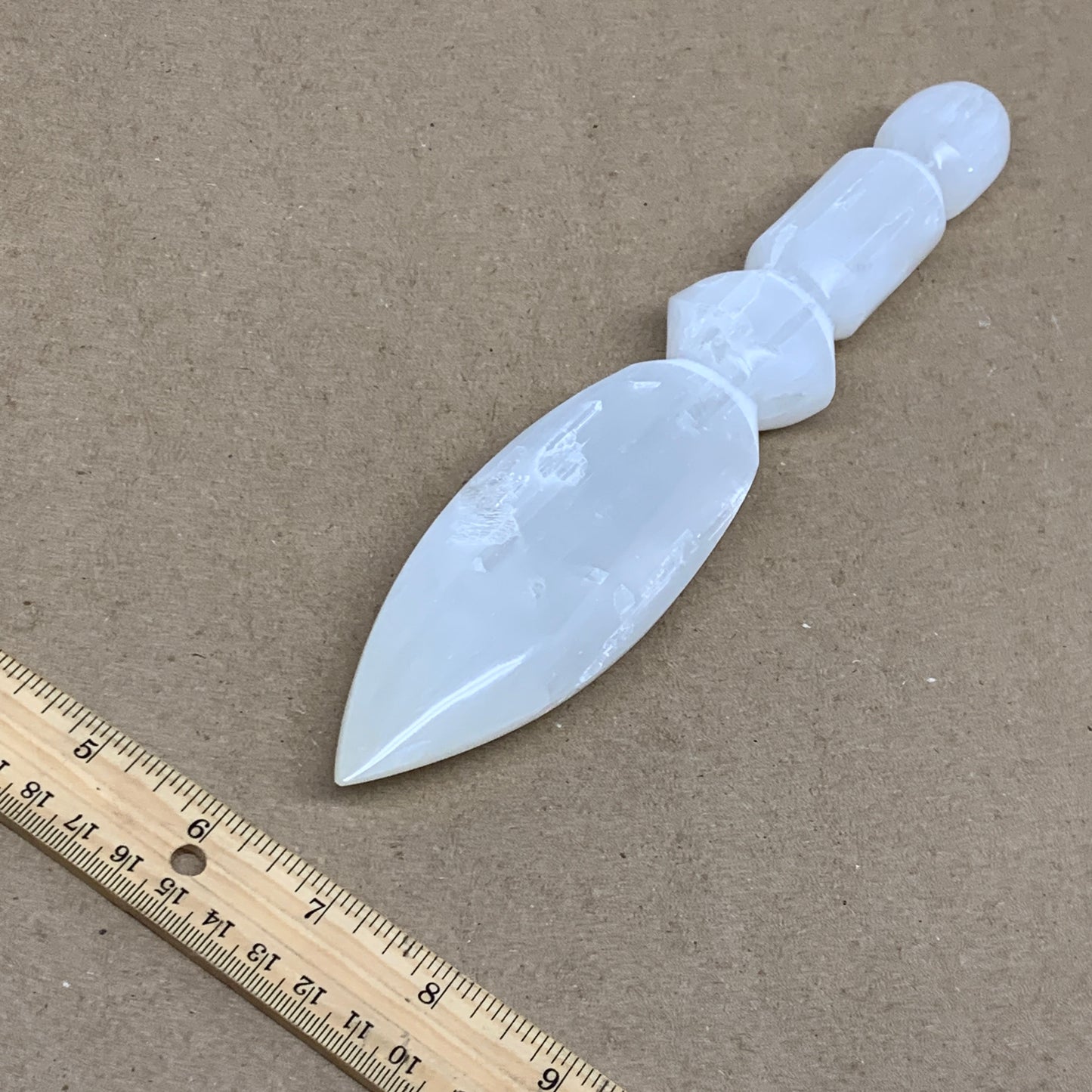 0.79 lbs, 9.75"x1.8"x1.1", Natural Selenite Crystal Dagger (Satin Spar), B36546
