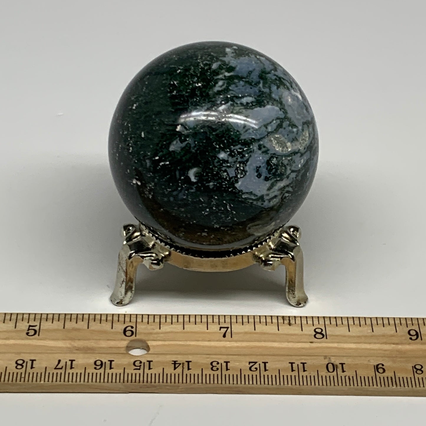 238.7g,2.2"(56mm), Natural Moss Agate Sphere Ball Gemstone @India,B29420