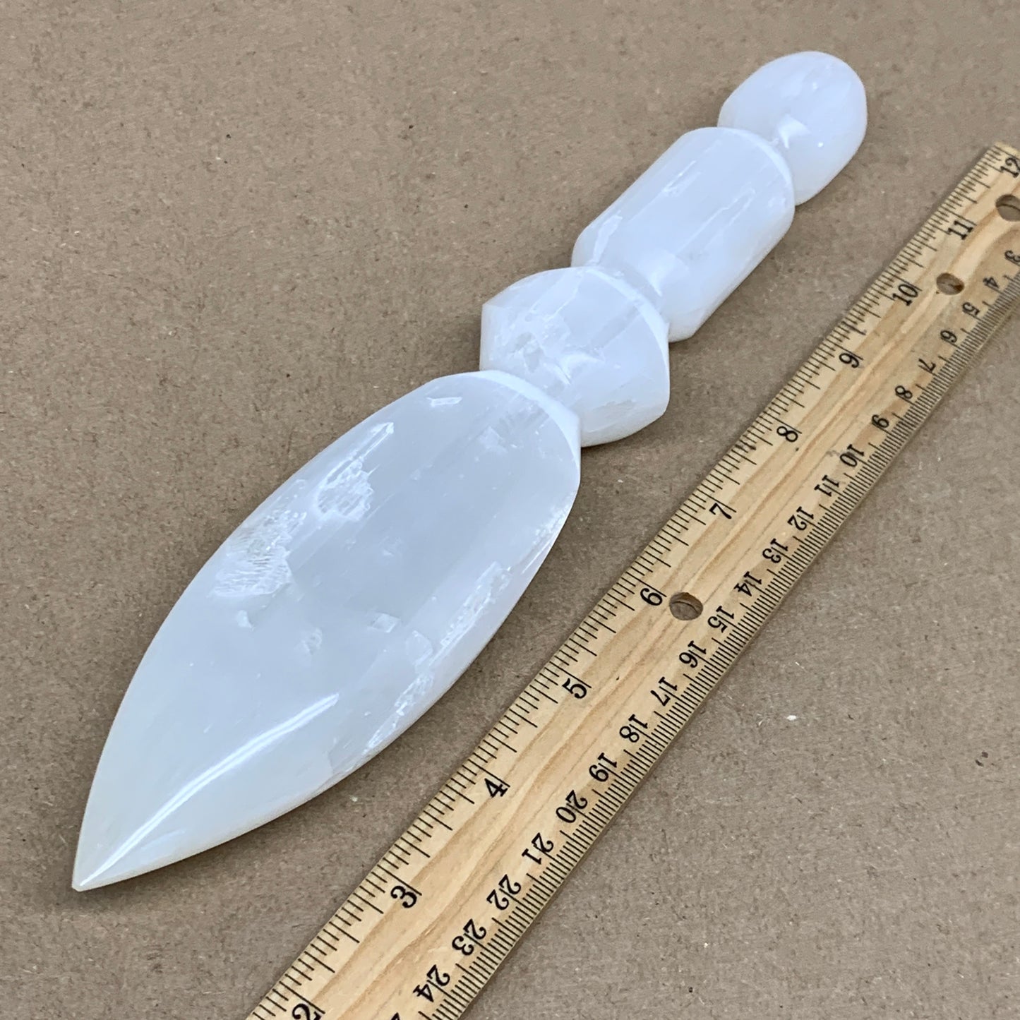 0.79 lbs, 9.75"x1.8"x1.1", Natural Selenite Crystal Dagger (Satin Spar), B36546