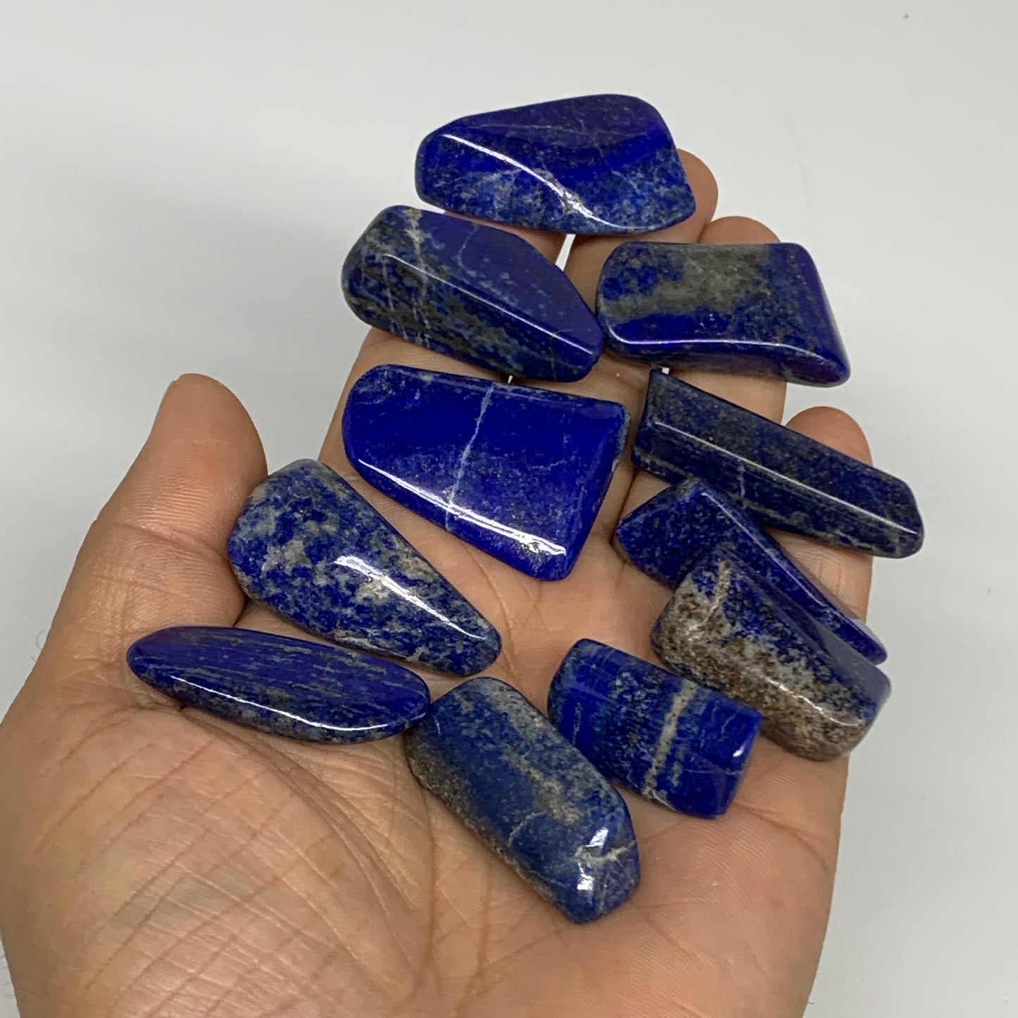 118.5g,1.1"-1.6", 11pcs, Natural Lapis Lazuli Tumbled Stone @Afghanistan, B30281