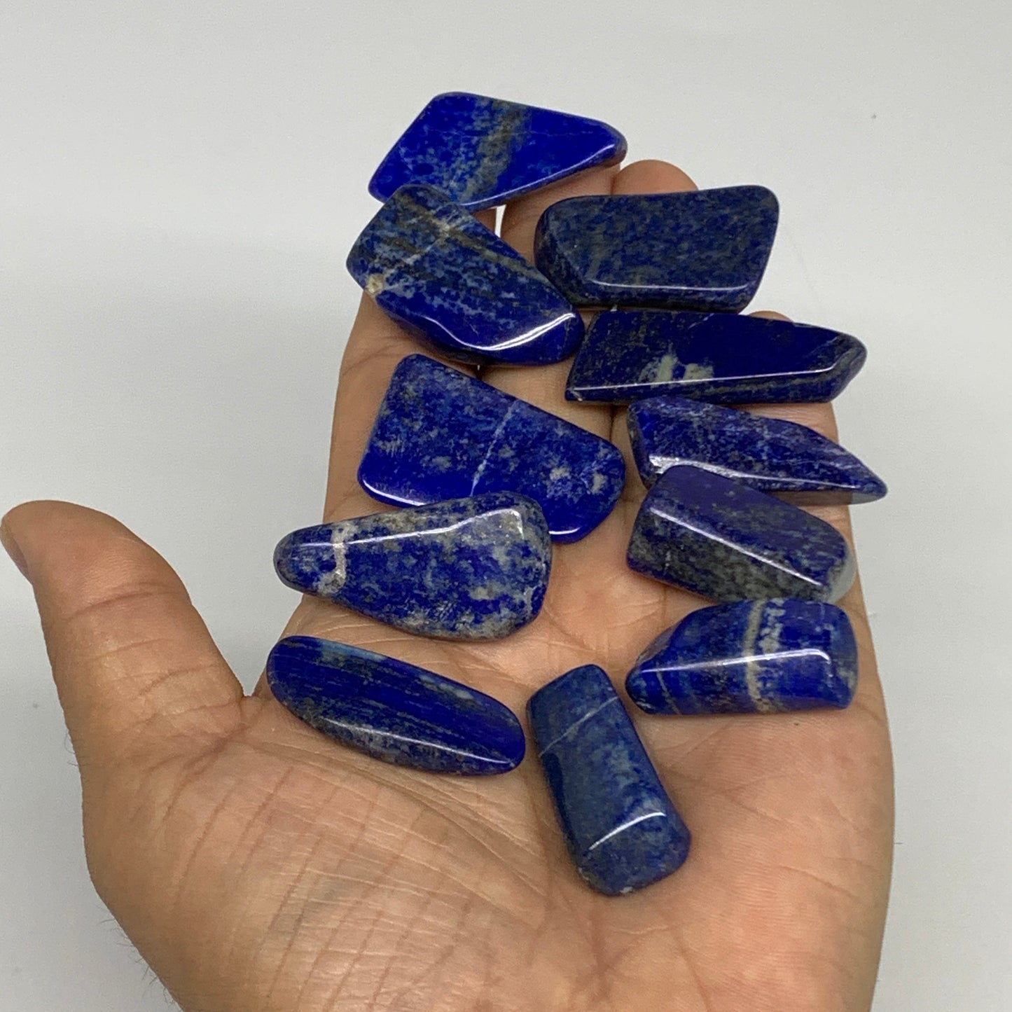 118.5g,1.1"-1.6", 11pcs, Natural Lapis Lazuli Tumbled Stone @Afghanistan, B30281