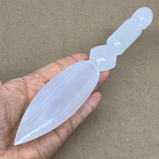 0.46 lbs, 9.25"x1.6"x0.8", Natural Selenite Crystal Dagger (Satin Spar), B36547