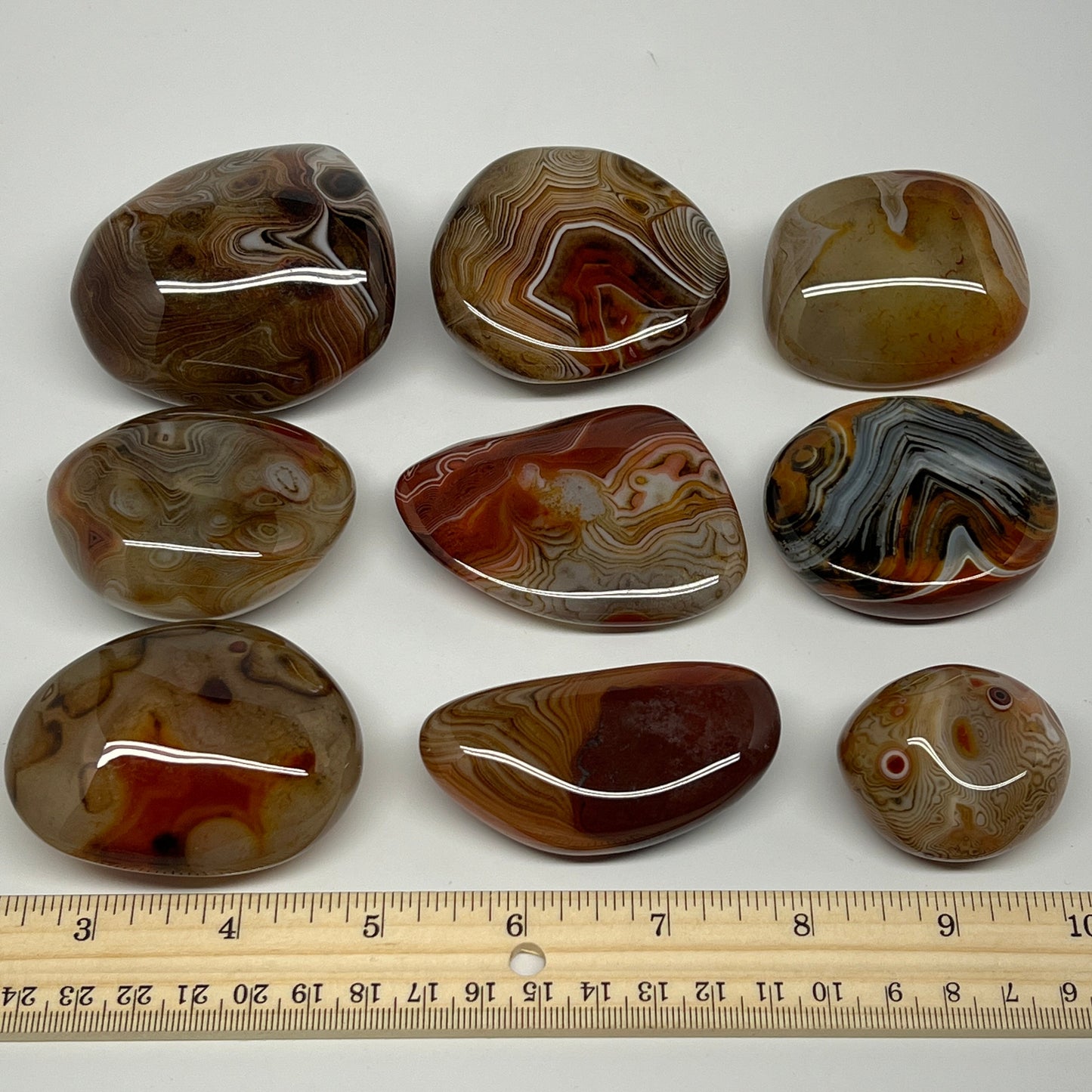 1005g, 1.6" - 2.9", 9pcs, Sardonyx Palm-Stone Freeform Crystal Polished, B22976