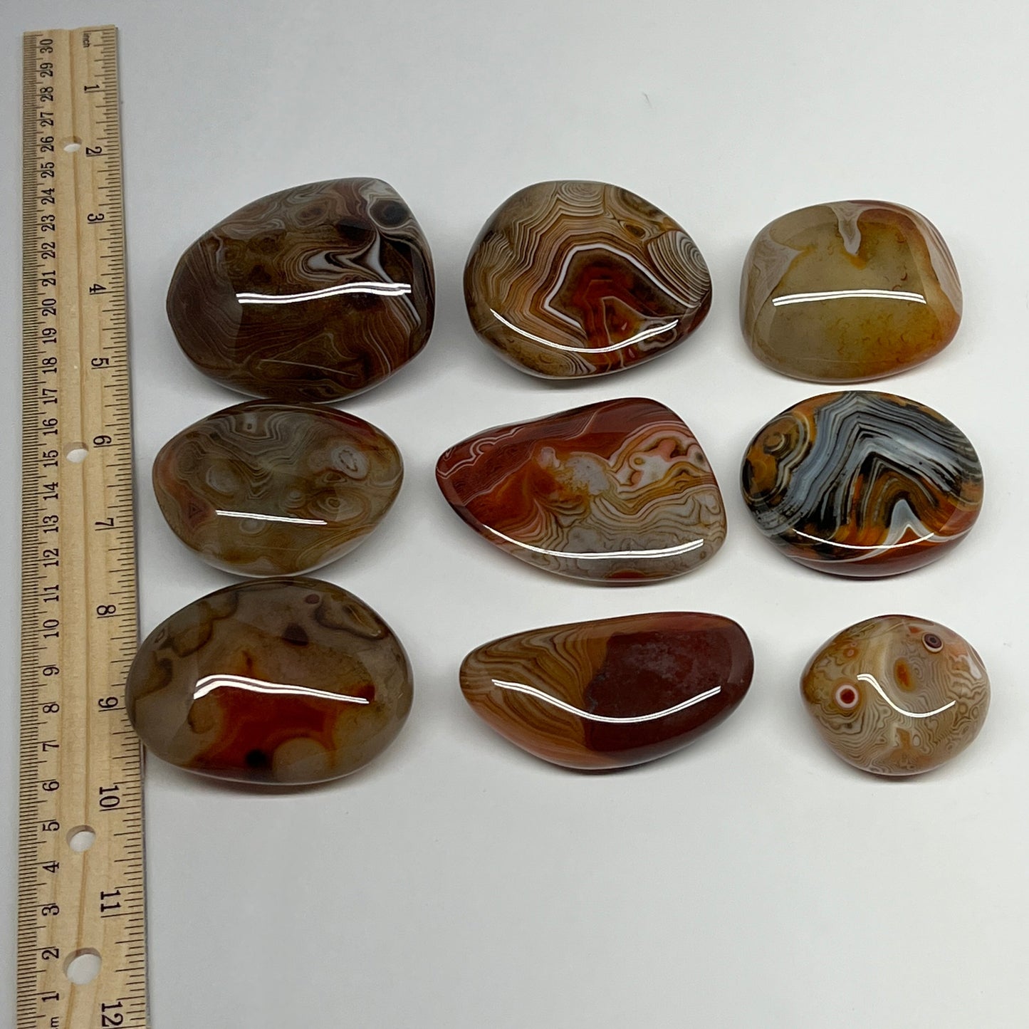 1005g, 1.6" - 2.9", 9pcs, Sardonyx Palm-Stone Freeform Crystal Polished, B22976
