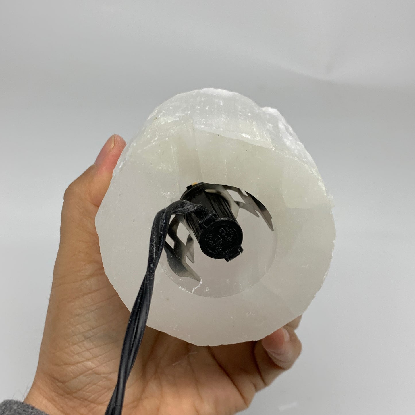 2.1 lbs, 6"x3.1", Raw Rough Selenite (Satin Spar) Lamp Tower, 6ft Chord, B35892