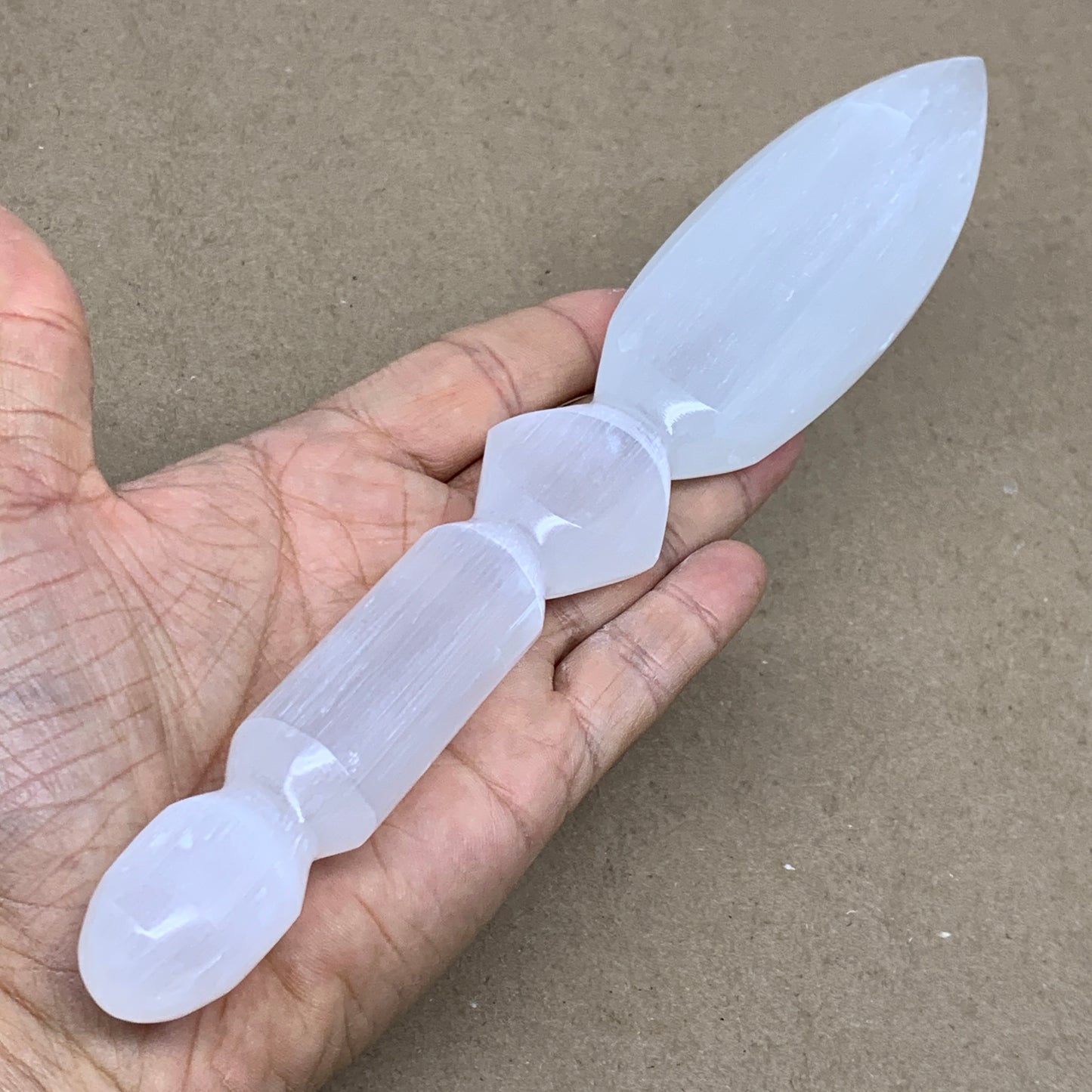 0.46 lbs, 9.25"x1.6"x0.8", Natural Selenite Crystal Dagger (Satin Spar), B36547