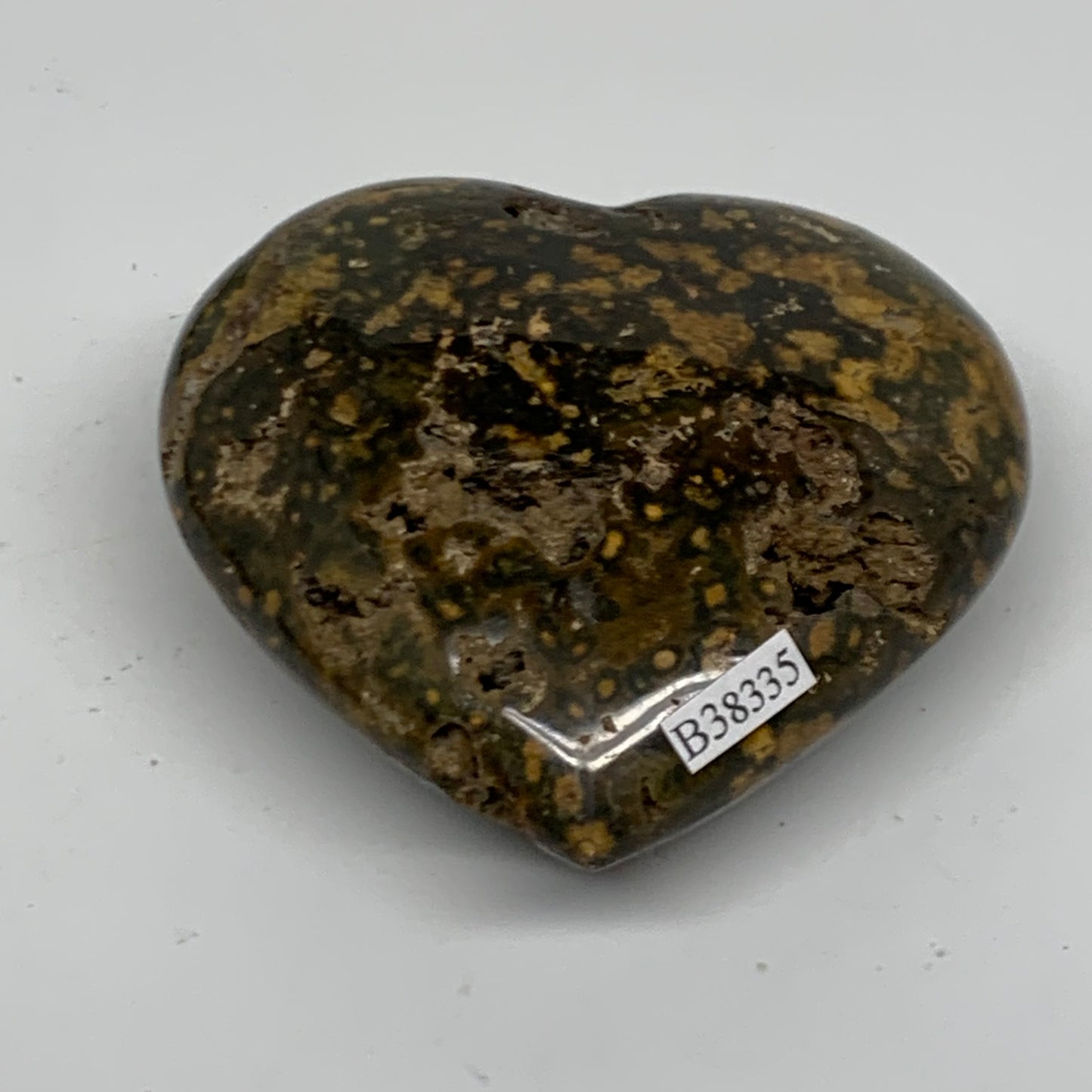 0.42 lbs, 2.9"x3"x1.2" Ocean Jasper Heart Polished Healing Crystal, B38335