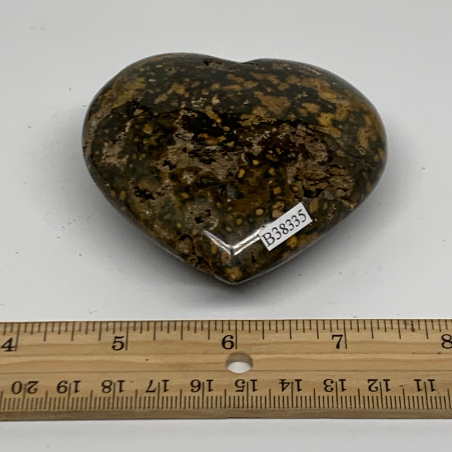 0.42 lbs, 2.9"x3"x1.2" Ocean Jasper Heart Polished Healing Crystal, B38335