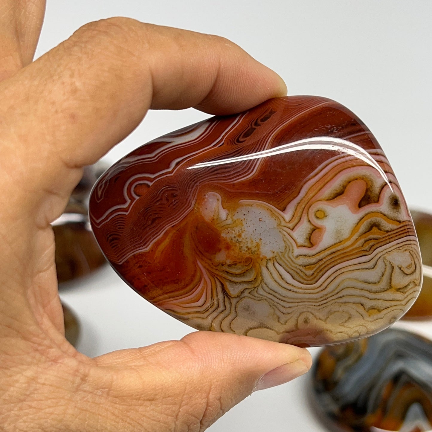 1005g, 1.6" - 2.9", 9pcs, Sardonyx Palm-Stone Freeform Crystal Polished, B22976