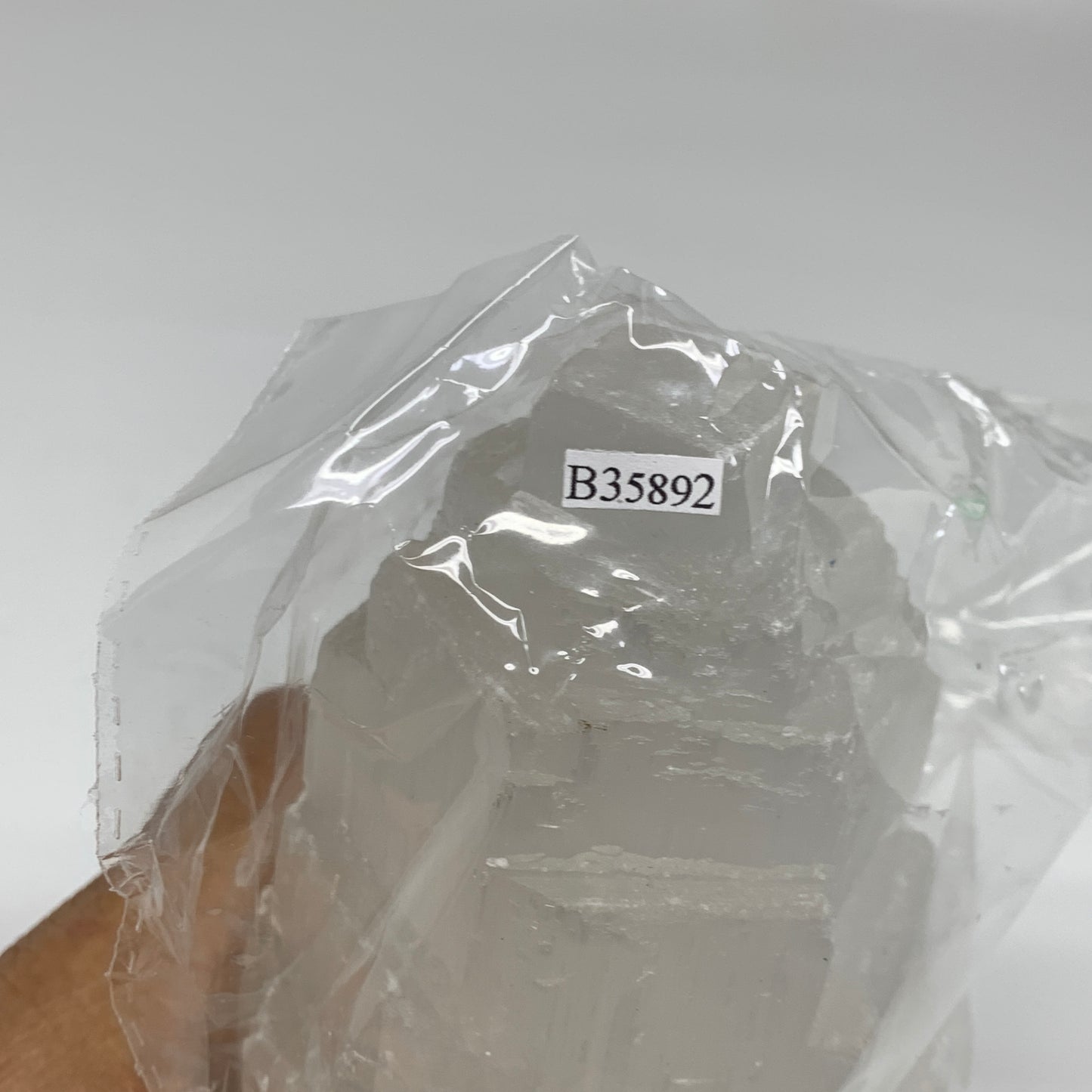 2.1 lbs, 6"x3.1", Raw Rough Selenite (Satin Spar) Lamp Tower, 6ft Chord, B35892